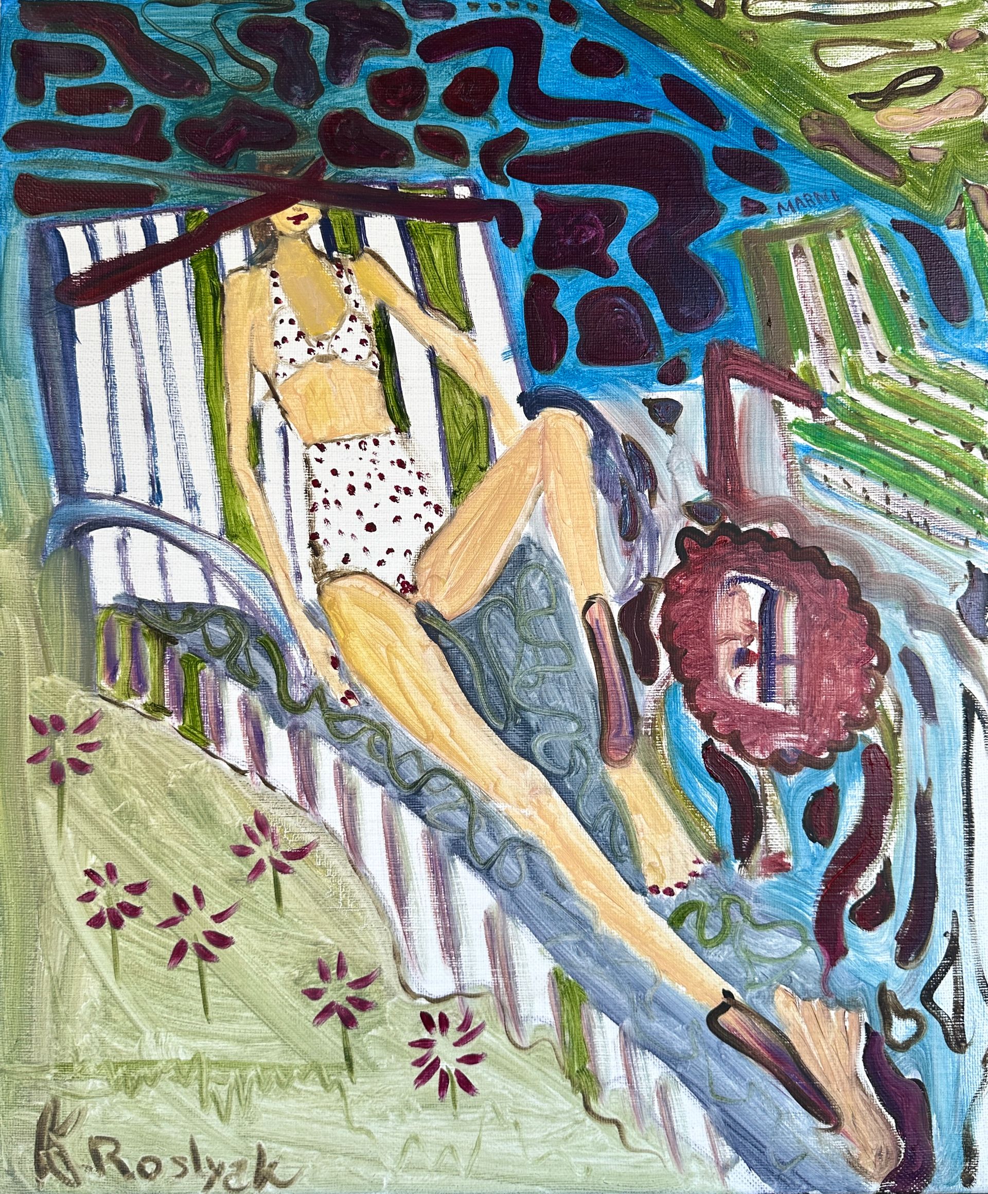 Каролина Росляк (Картина, живопись - 
                  50 x 60 см) У бассейна