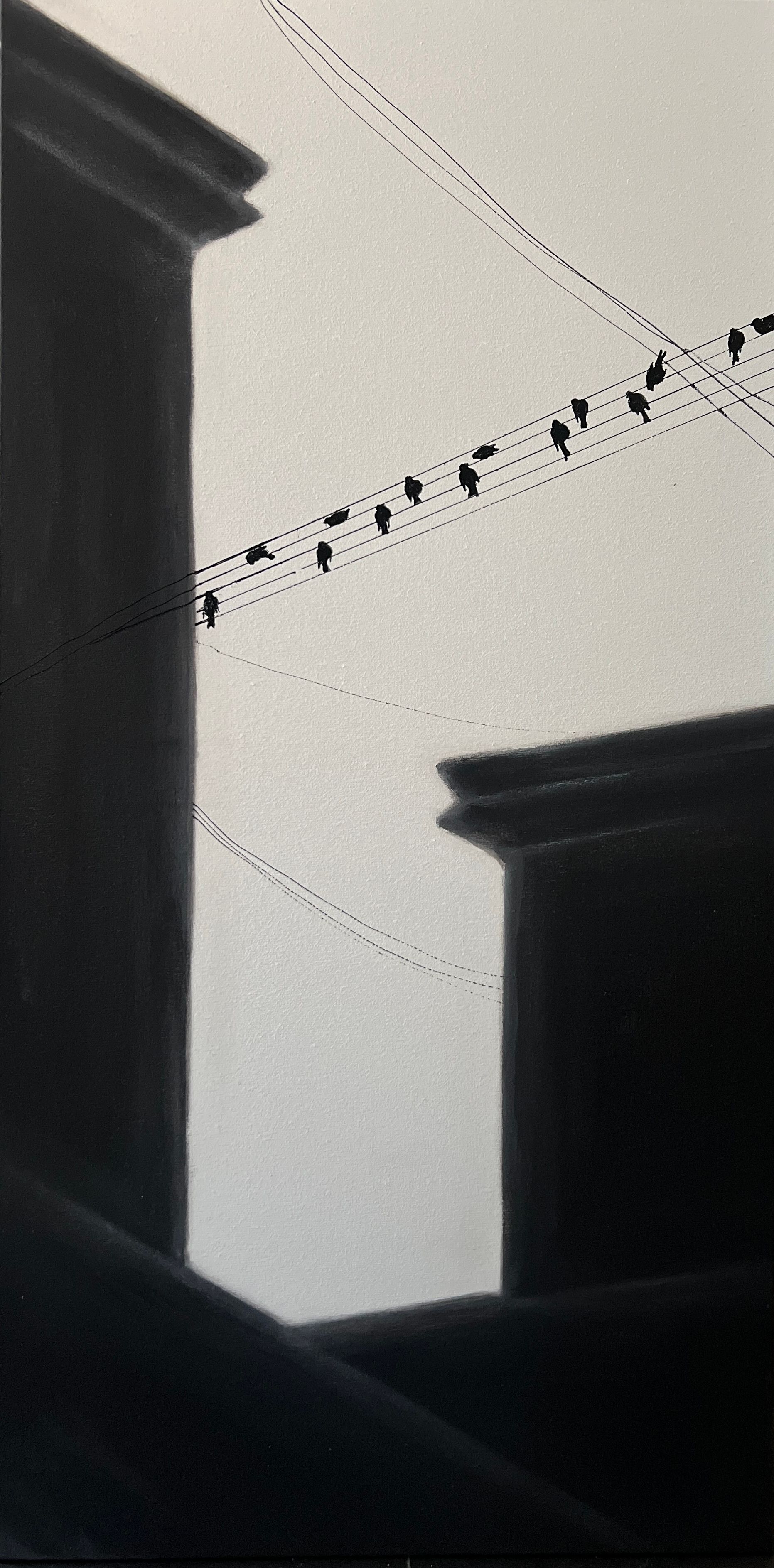 Ольга Шанина (Картина, живопись - 
                  50 x 100 см) No.3 Music on wires. H.Zimmer S.T.A.Y. and TIME. Серия работ "T I M E F L I E S"