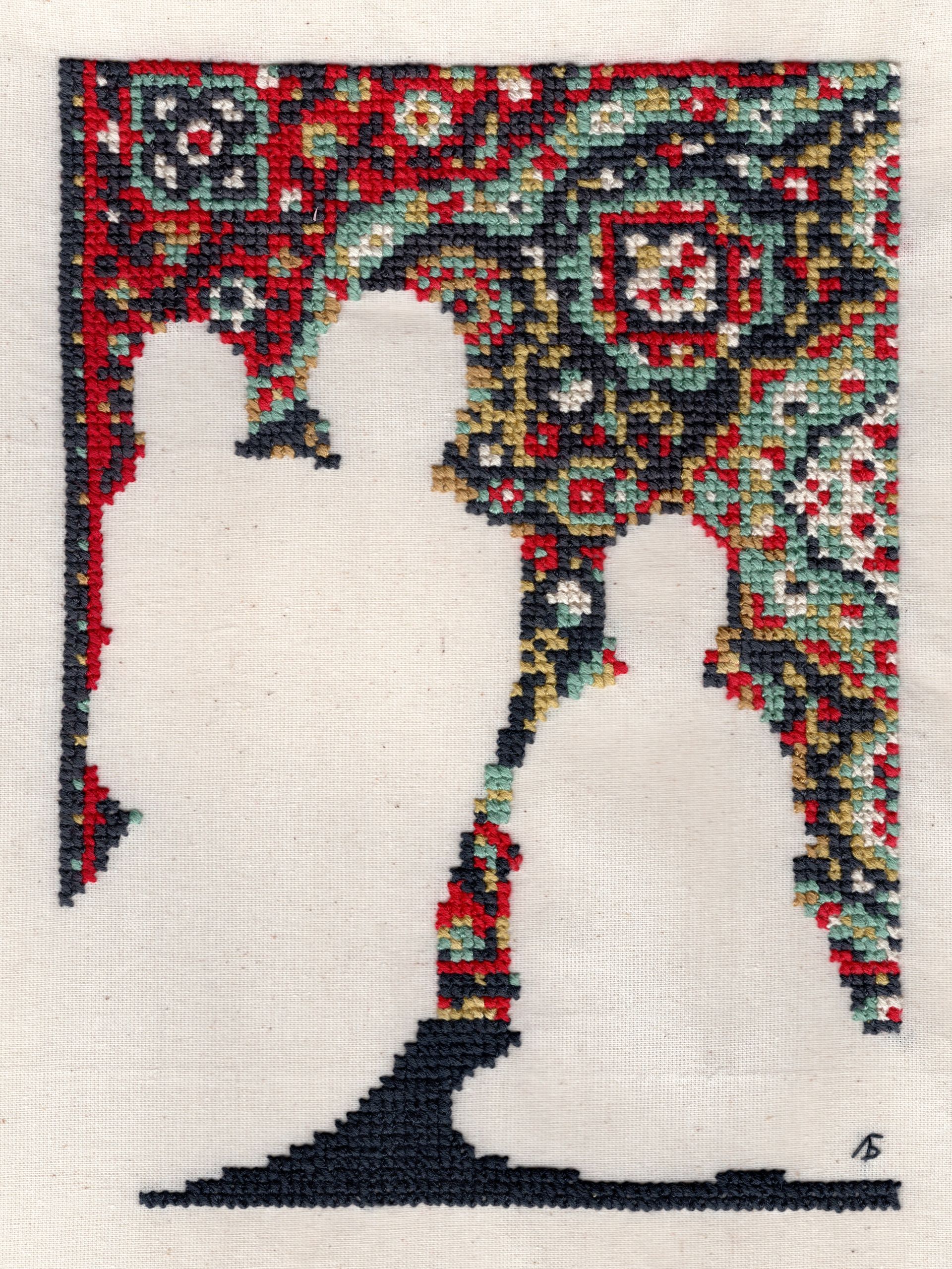 Елена Быстрай (Вышивка - 
                  18 x 25 см) Ковер, нечаянный свидетель праздничных семейных вечеров. N8