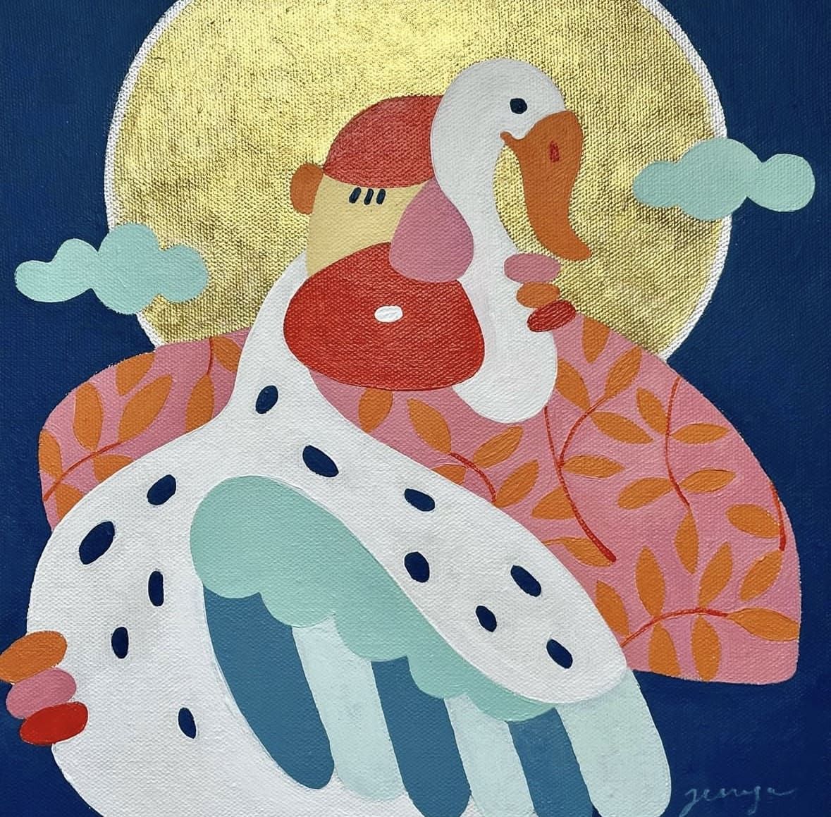 Женя Жари (Картина, живопись - 
                  35 x 35 см) Красноугольная картина