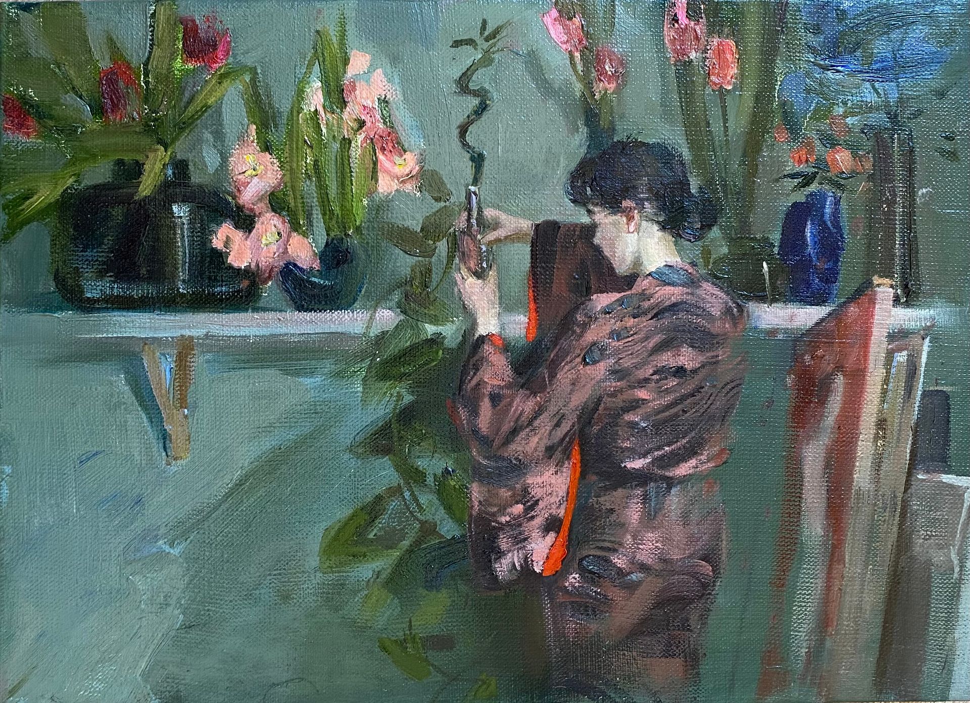Алина Буглеева (Картина, живопись - 
                  30 x 20 см) Красное кимоно