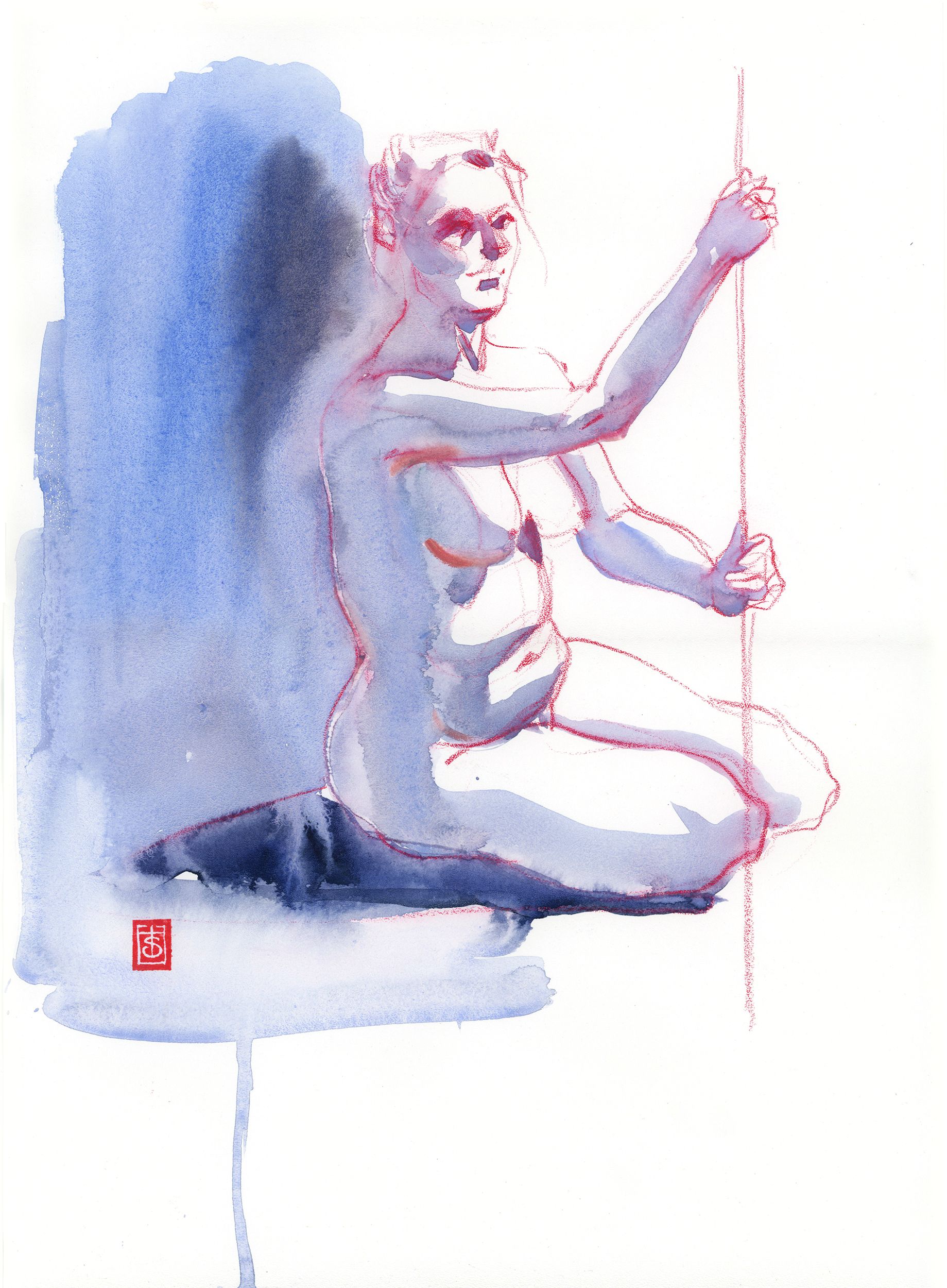 Виктория Севастьянова (Авторская графика - 
                  30 x 42 см) Nude life drawing 0147