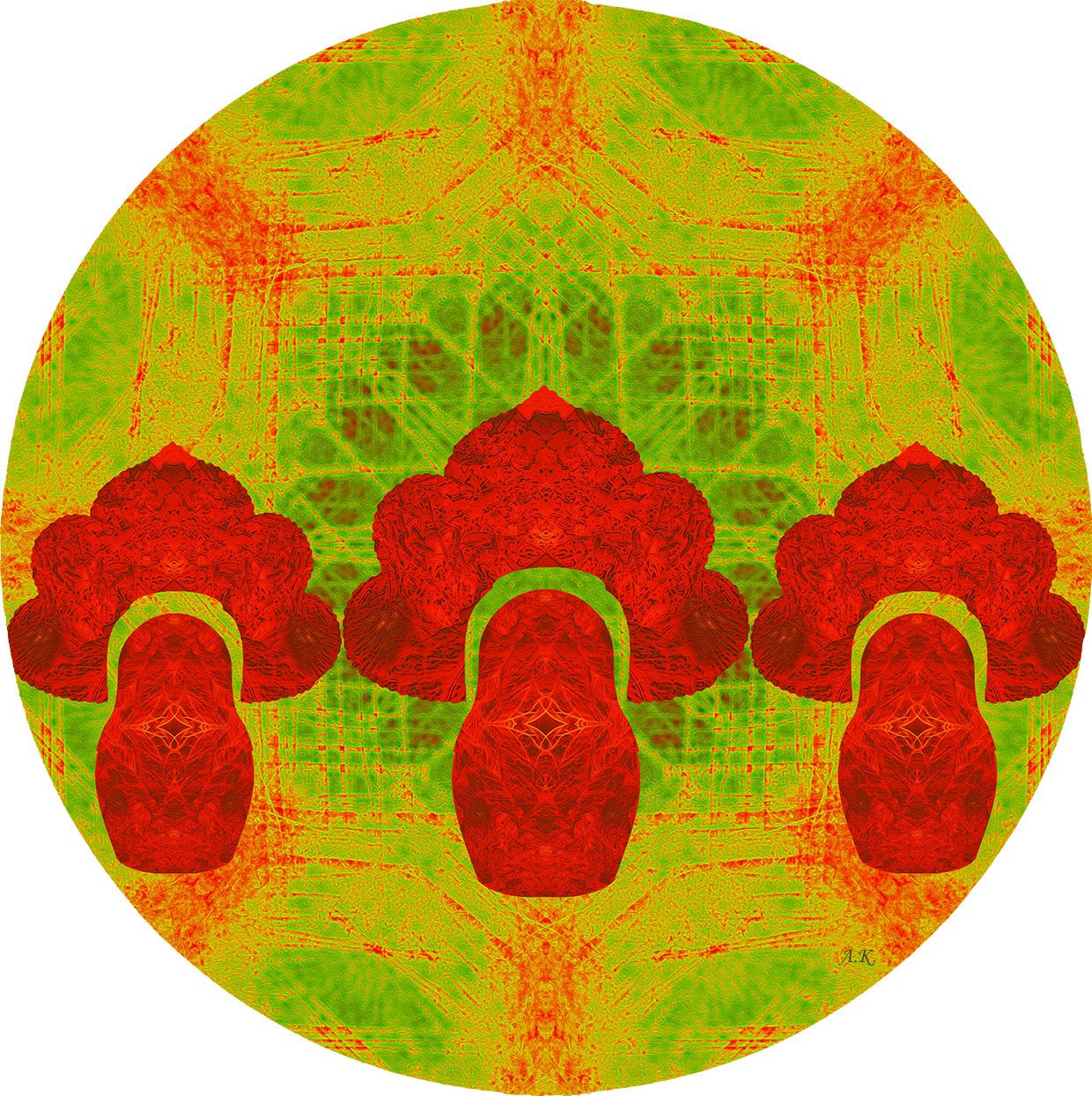 Лариса Корж (Графика цифровая (принты) - 
                  30 x 30 см) Трио в красном