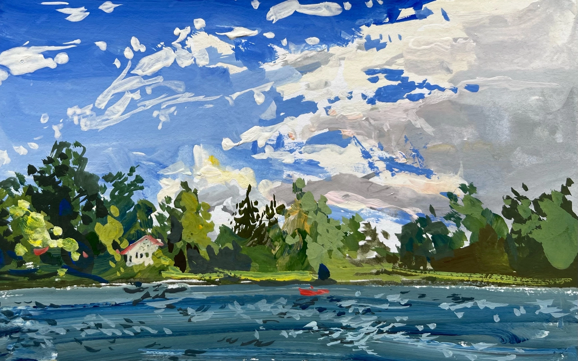 Елизавета Тарасова (Авторская графика - 
                  20 x 10 см) Облака