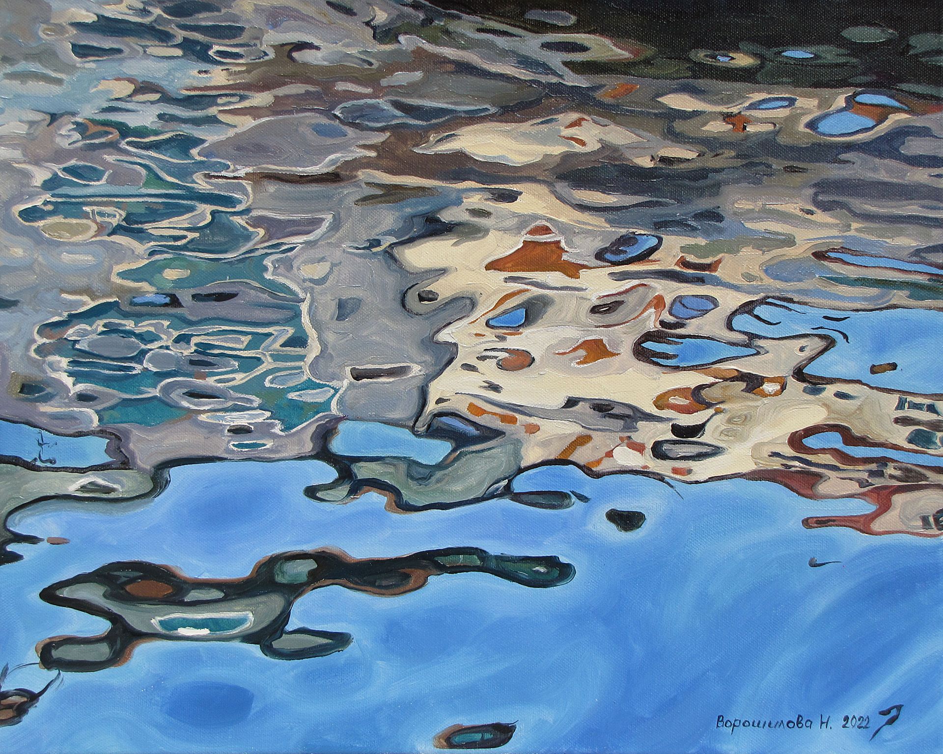 Наталия Ворошилова (Картина, живопись - 
                  50 x 40 см) Отражение. Мозаика на воде