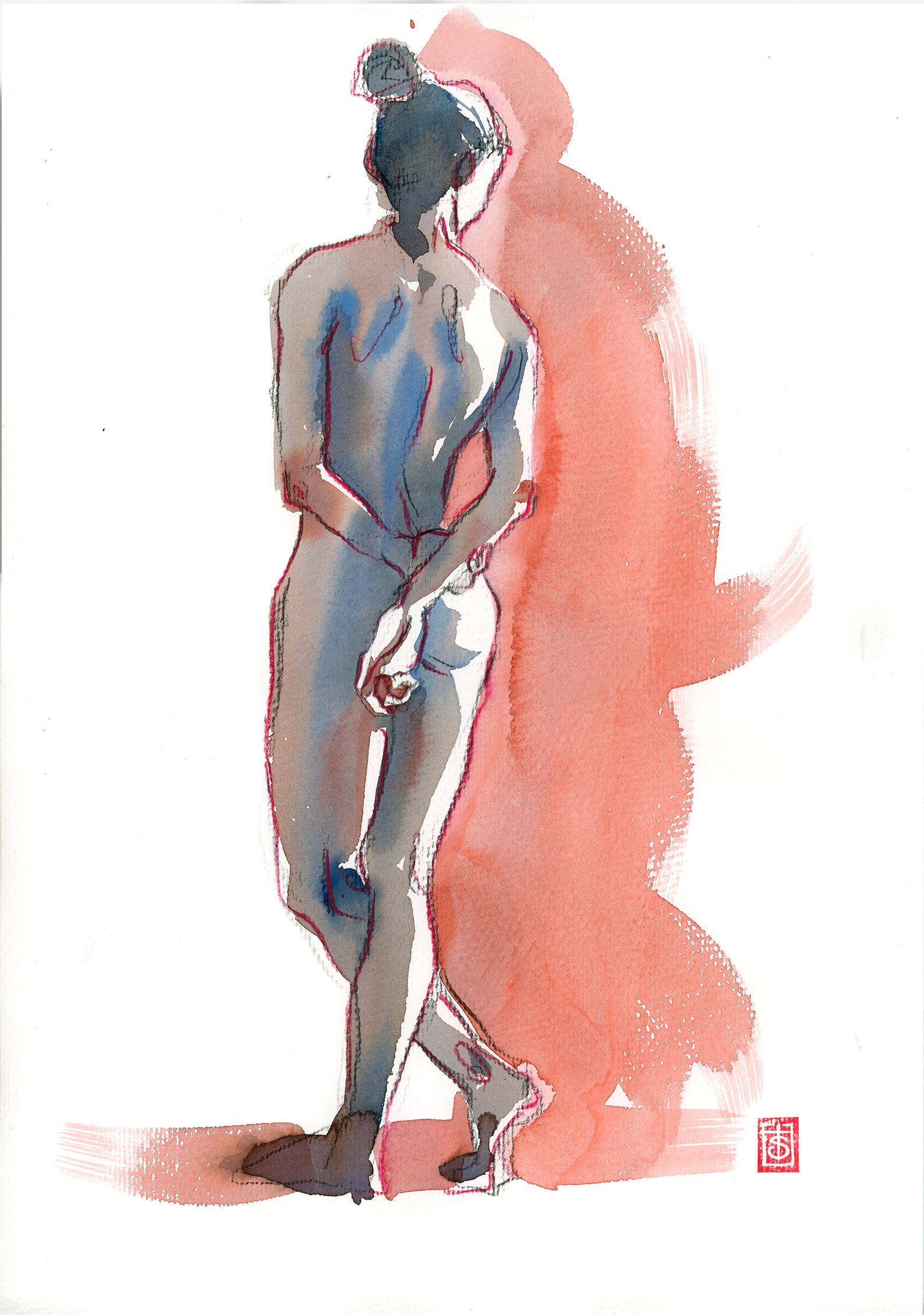Виктория Севастьянова (Авторская графика - 
                  30 x 42 см) Nude life drawing 030