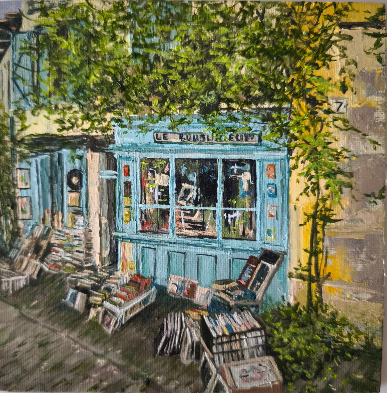 Мила Bezú (Авторская графика - 
                  15 x 15 см) Французская улочка