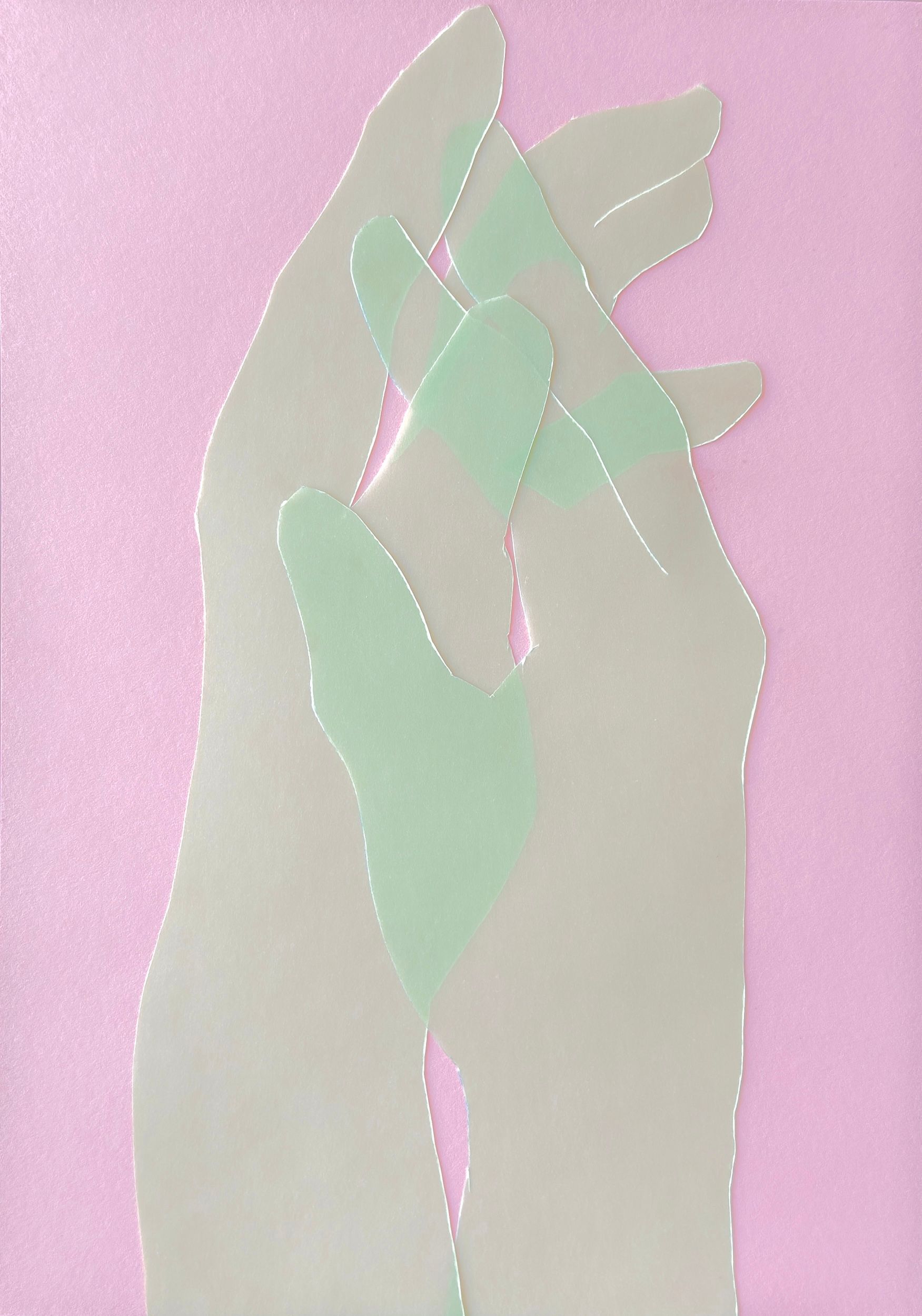 Екатерина Богданкова (Коллаж / ассамбляж - 
                  30 x 40 см) К себе. Зелёный и розовый