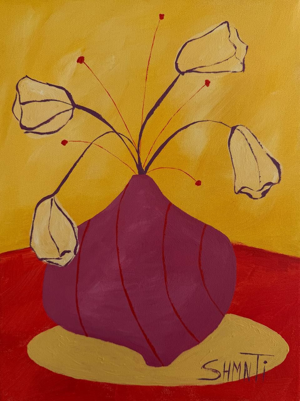 Shomina Ti (Картина, живопись - 
                  30 x 40 см) Ваза с Желтыми Тюльпанами