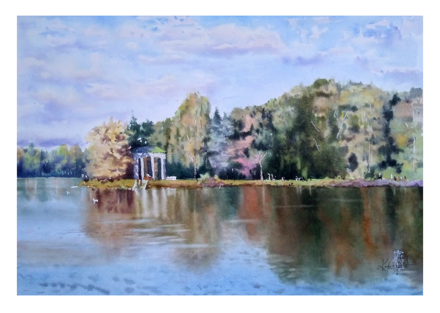 Александр Кормилицын (Авторская графика - 
                  42 x 30 см) Крестовский остров осенью