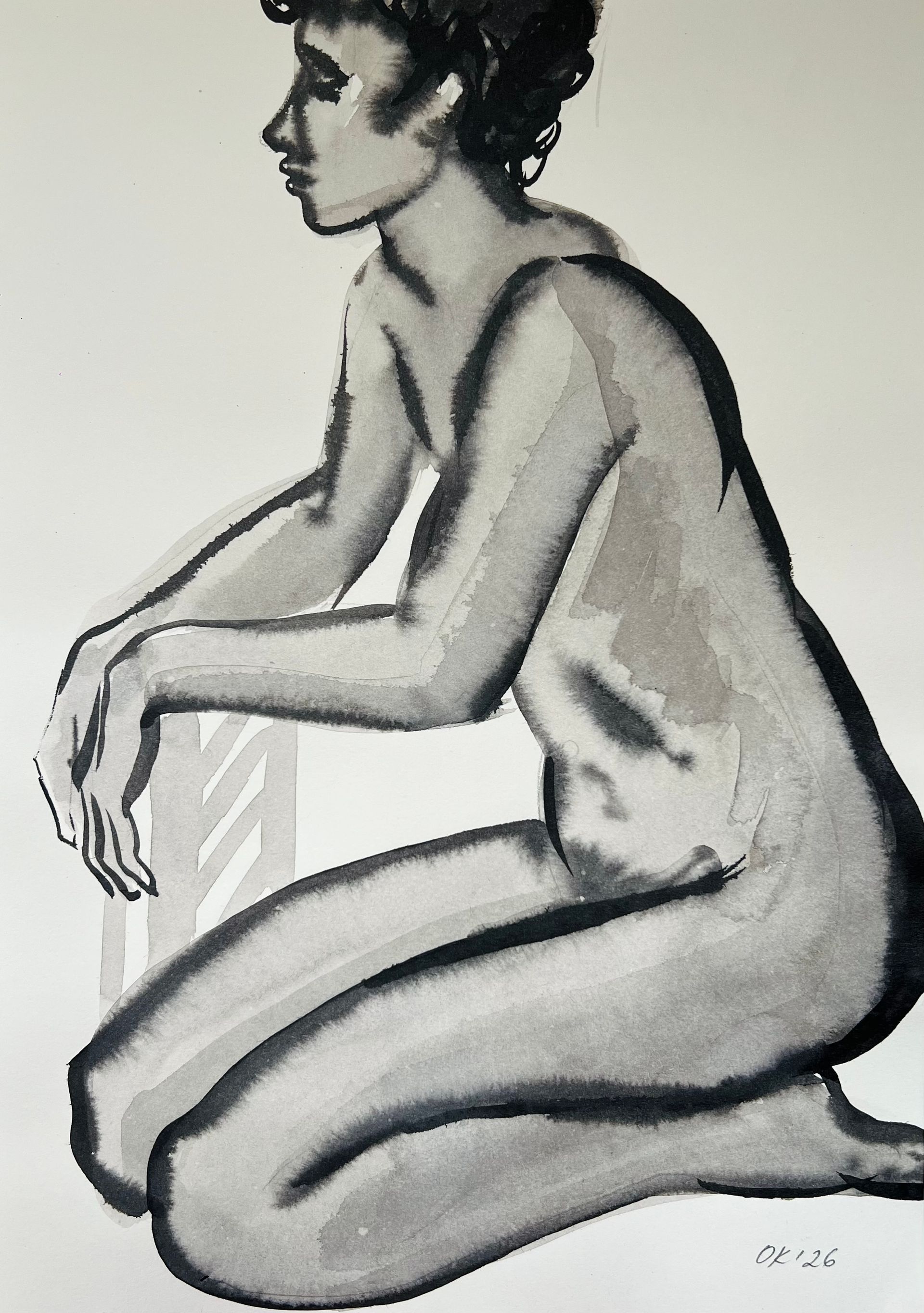 Ольга Кожевникова (Авторская графика - 
                  21.1 x 29.8 см) Сидящий