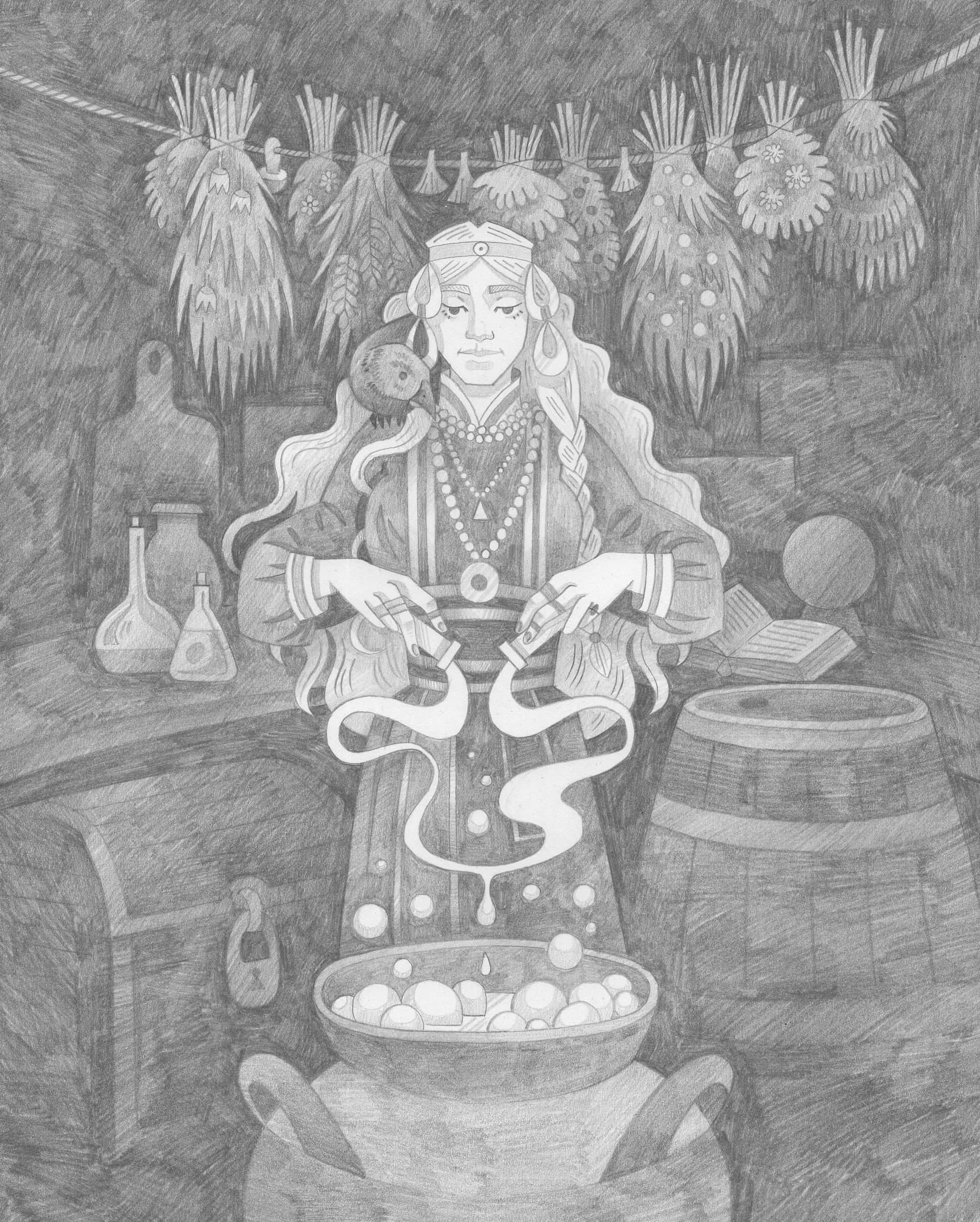 Витана Маковская (Авторская графика - 
                  21 x 29.7 см) Знахарка