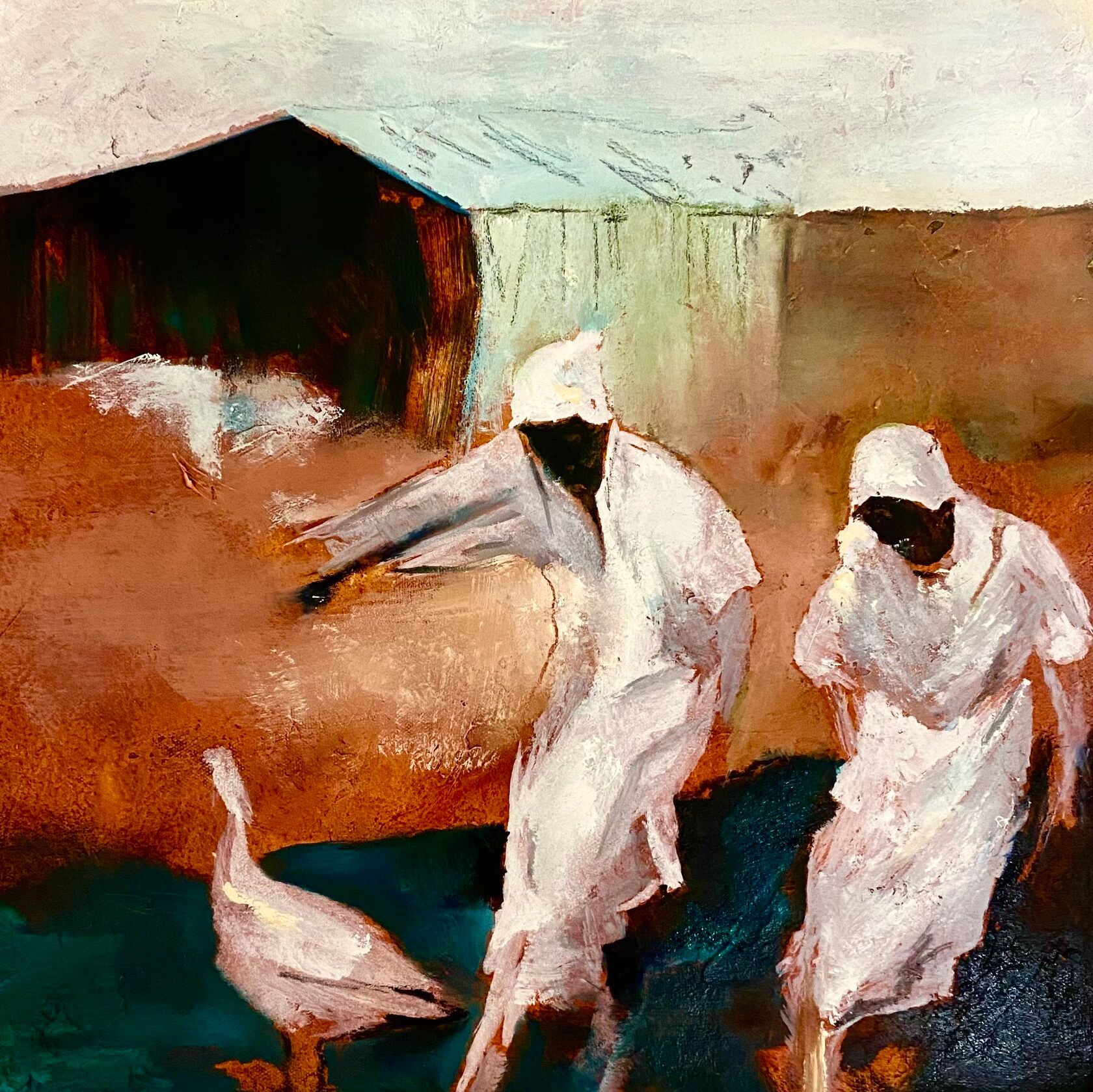 Елена Троянская (Картина, живопись - 
                  30 x 30 см) Бегущие от заблуждений