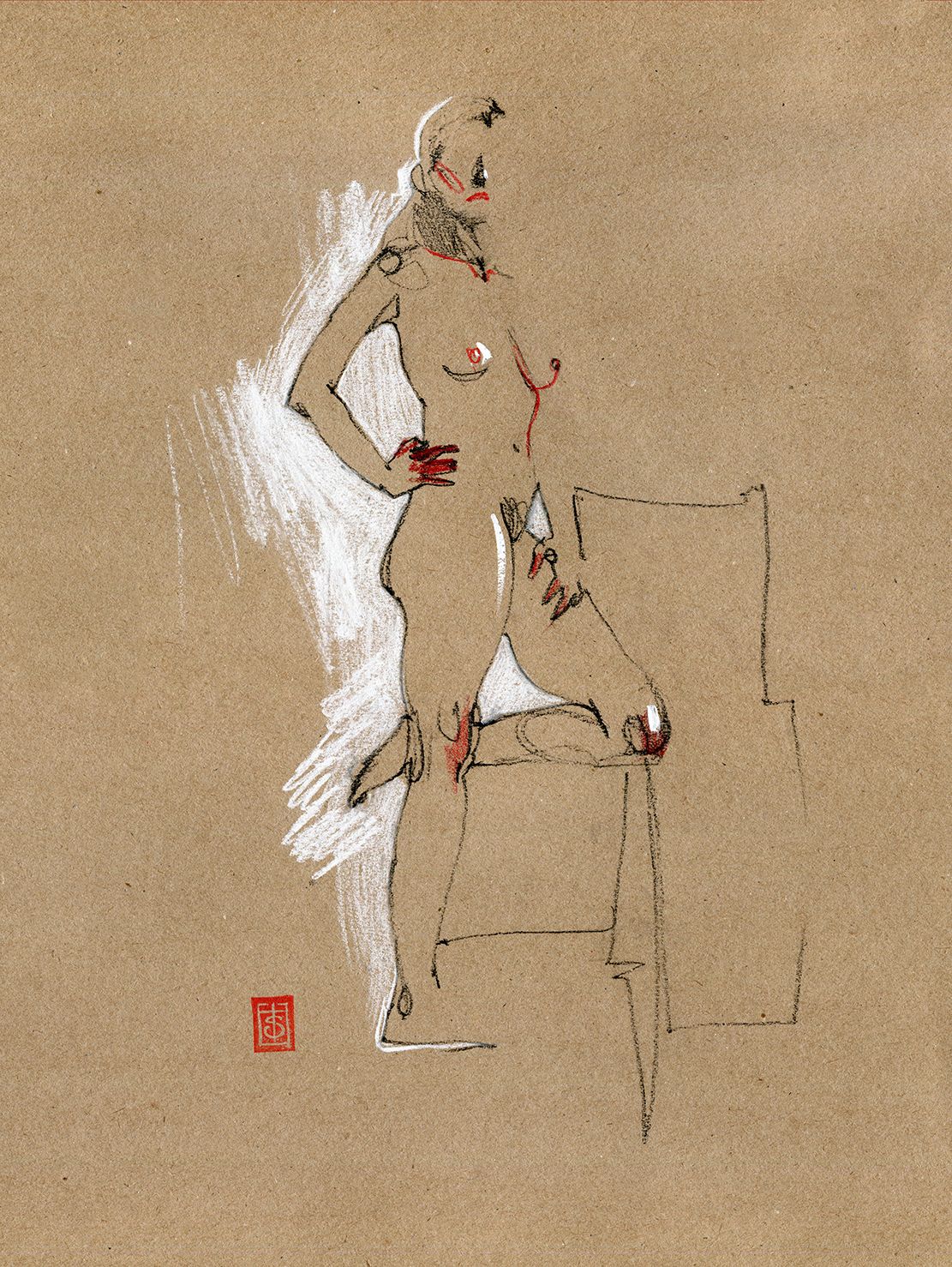 Виктория Севастьянова (Авторская графика - 
                  30 x 42 см) Nude 0149