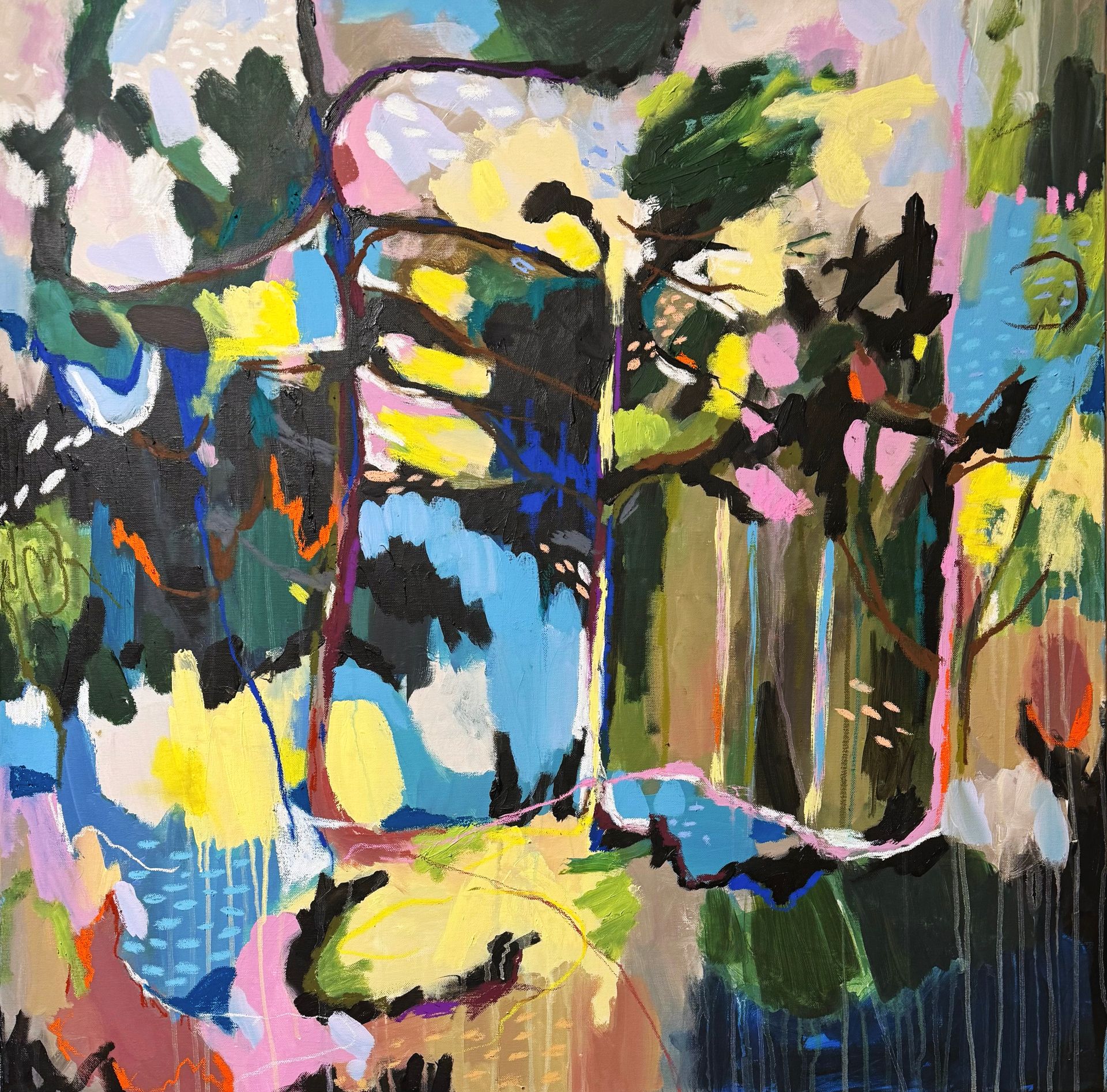 Анна Ганина (Картина, живопись - 
                  100 x 100 см) Blue jungle