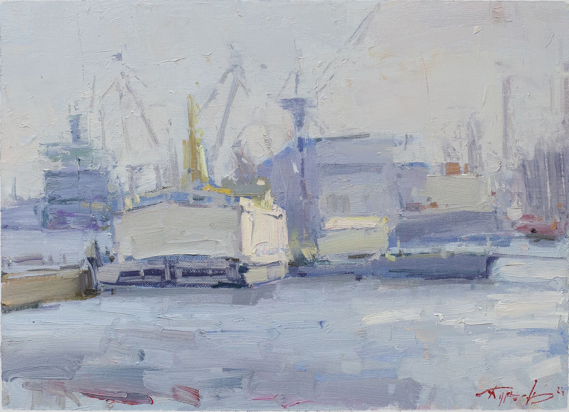 Евгений Бурцев (Авторская графика - 
                  40 x 30 см) Этюд в СПб. Сев.Кабель