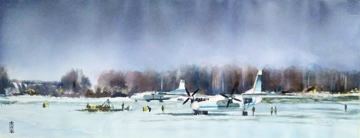 Александр Кормилицын (Графика цифровая (принты) - 
                  51.5 x 20.5 см) Ан-24. Крылья северного неба (авторский принт)