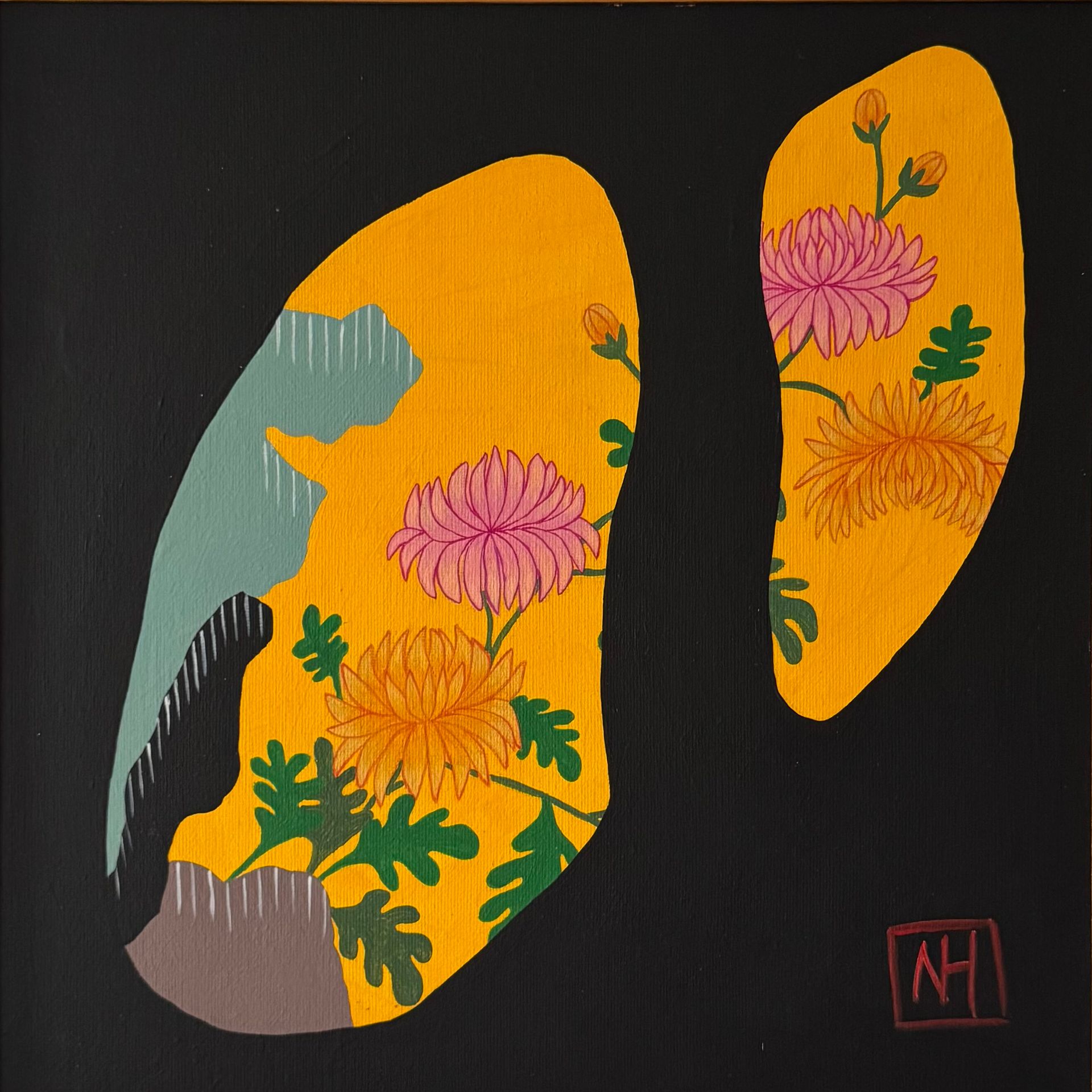 Наташа Хегай (Картина, живопись - 
                  33 x 33 см) Хризантемы