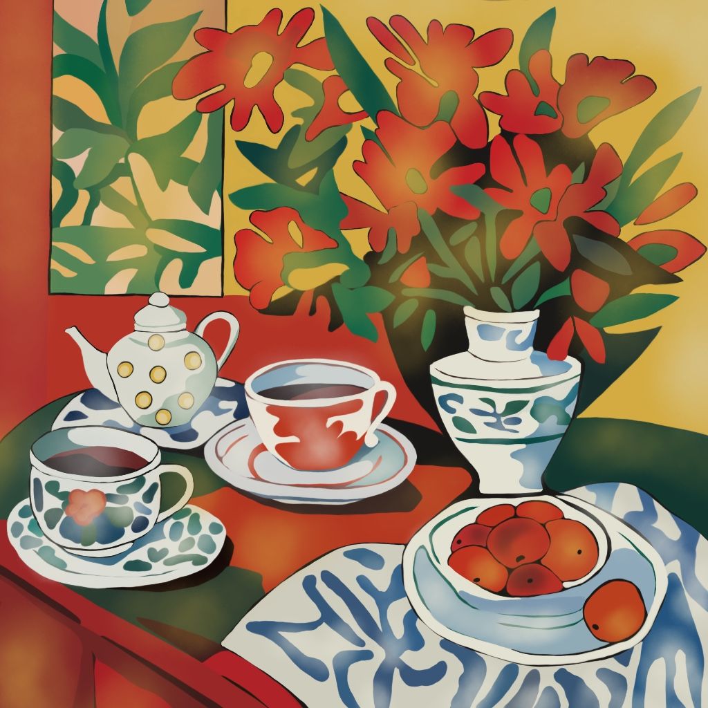 Нина Цориева (Картина, живопись - 
                  70 x 70 см) Красный натюрморт