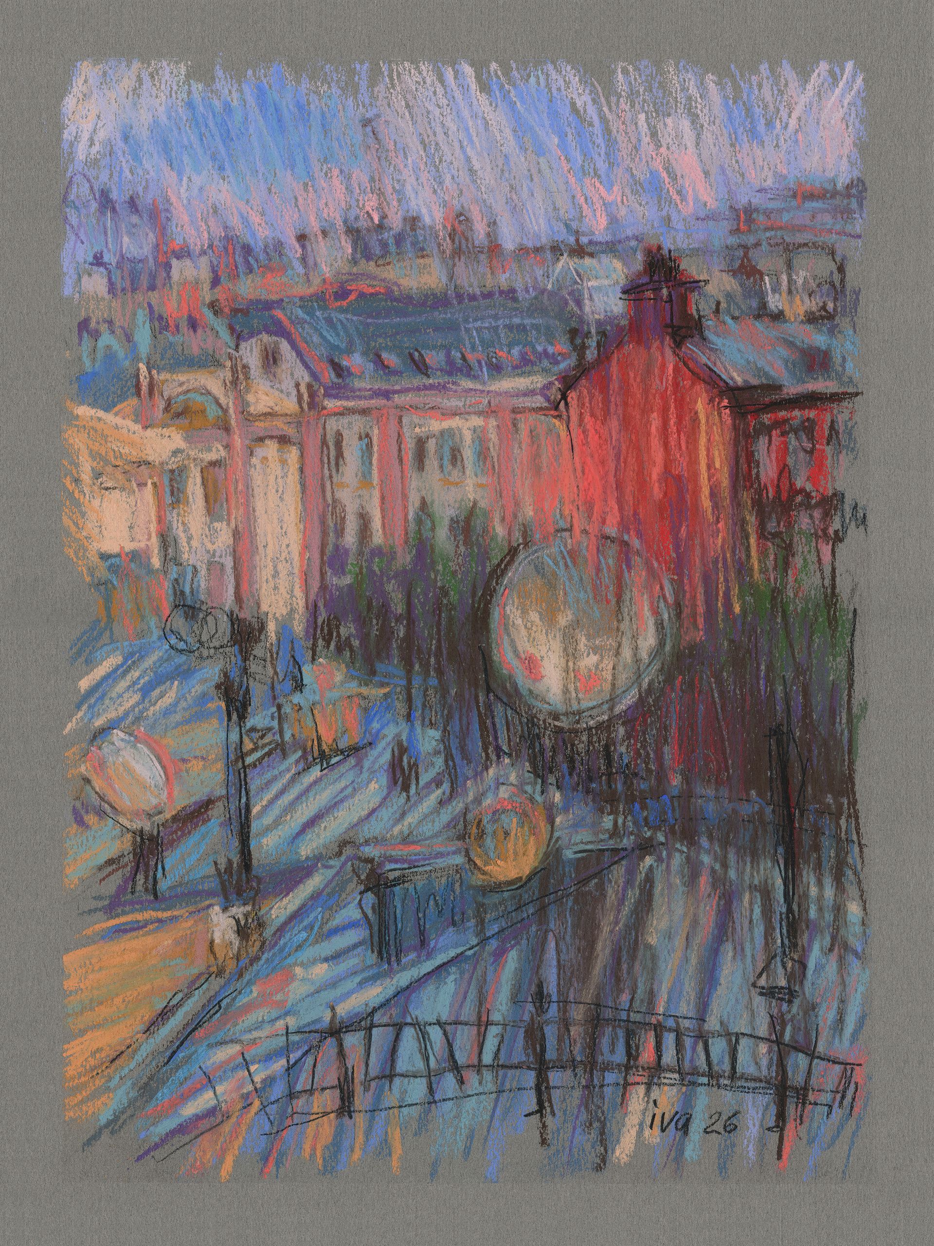 Татьяна Ивченкова (Авторская графика - 
                  30 x 40 см) Крыши Арбата