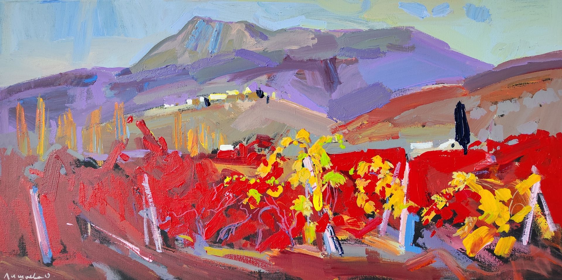 Олеся Лишаева (Картина, живопись - 
                  80 x 40 см) Красные виноградники