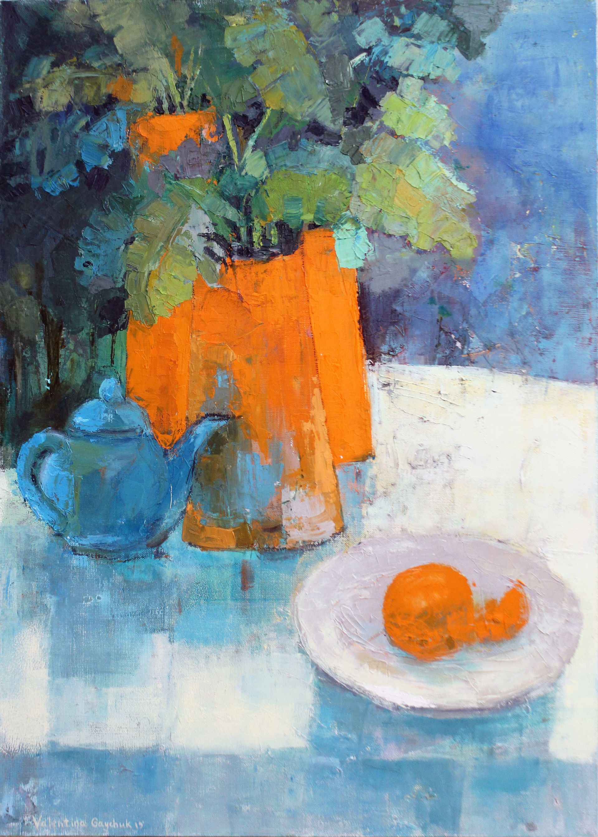 Валентина Гайчук (Картина, живопись - 
                  50 x 70 см) Три оранжевые вазы