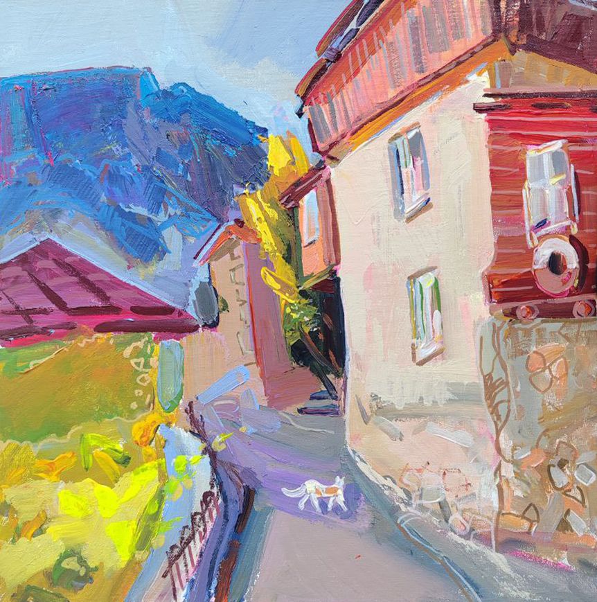 Олеся Лишаева (Картина, живопись - 
                  40 x 40 см) Кот в Гурзуфе