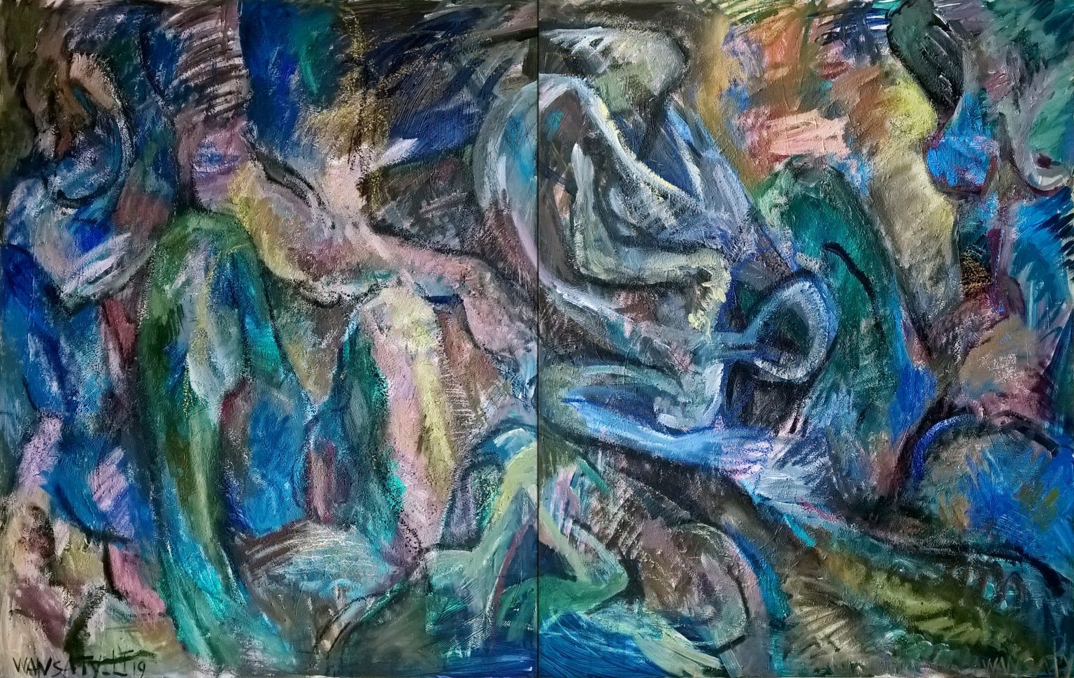 Татьяна Левченко (Картина, живопись - 
                  160 x 100 см) Диптих "Взаимодействие 2"