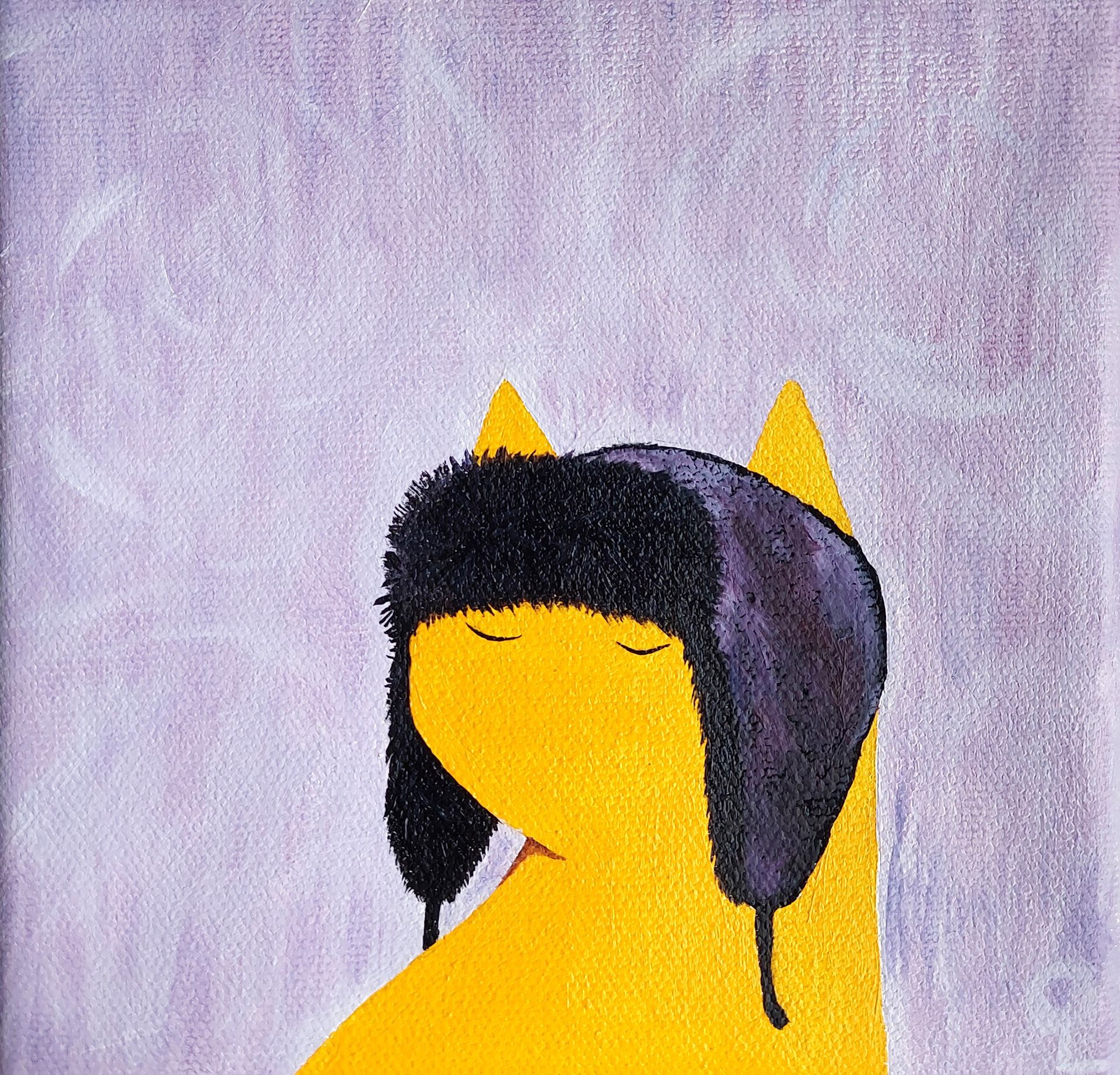 Оливия Лем (Картина, живопись - 
                  15 x 15 см) Фабио в ушанке