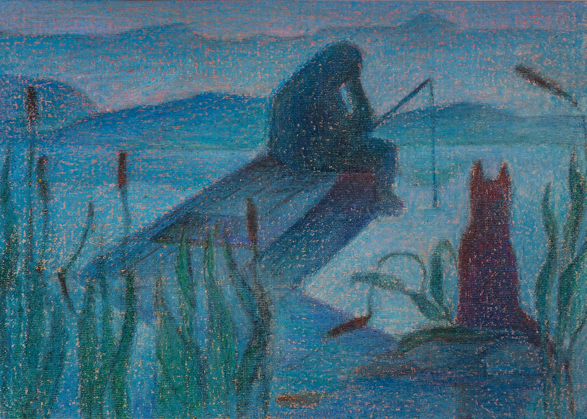 Анастасия Лимонова (Картина, живопись - 
                  51 x 43 см) Утро, рыбалка