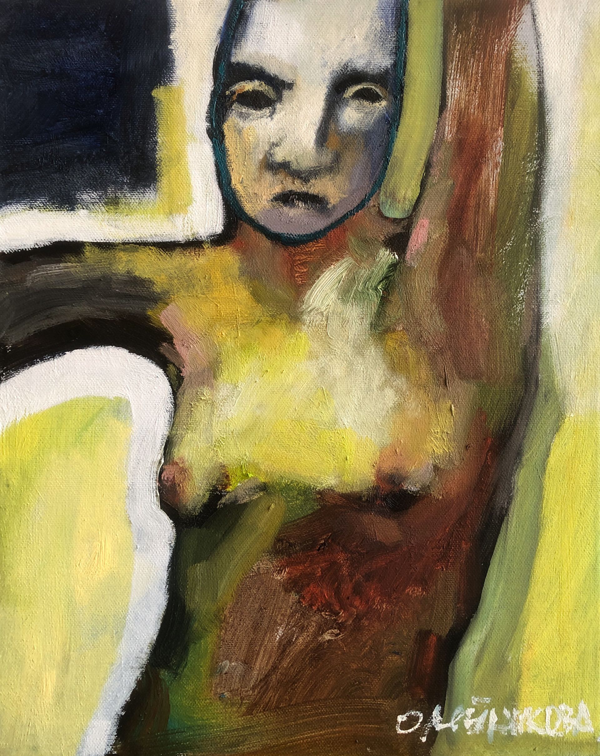 Лера Олейникова (Картина, живопись - 
                  33 x 41 см) Портрет-маска 3