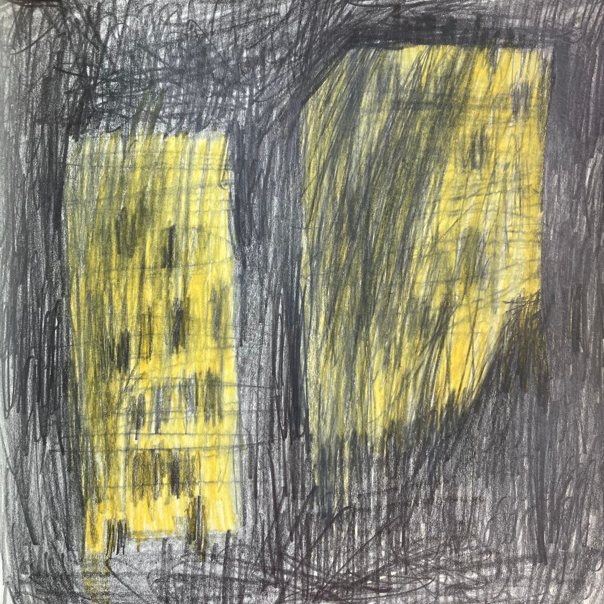 Олег Агафонов (Авторская графика - 
                  20 x 21 см) Две жёлтые высотки весной