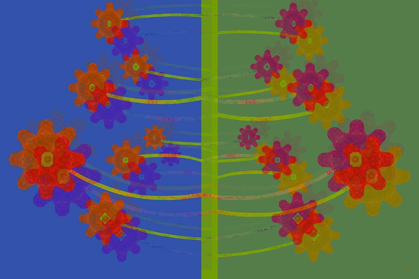 Лариса Корж (Графика печатная - 
                  40 x 28 см) Цветущее древо 1 и 2
