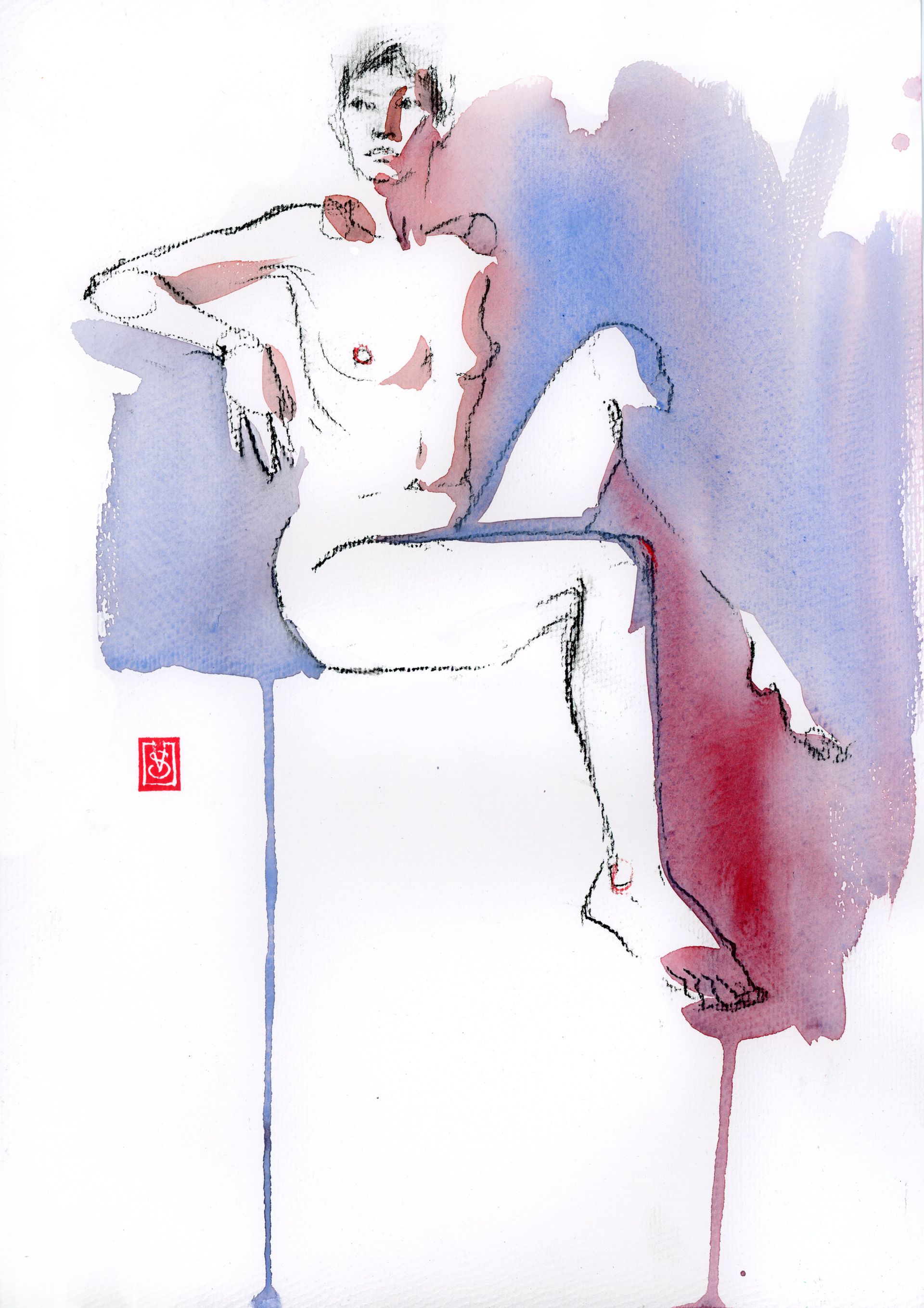 Виктория Севастьянова (Авторская графика - 
                  27 x 38 см) Nude life drawing 076
