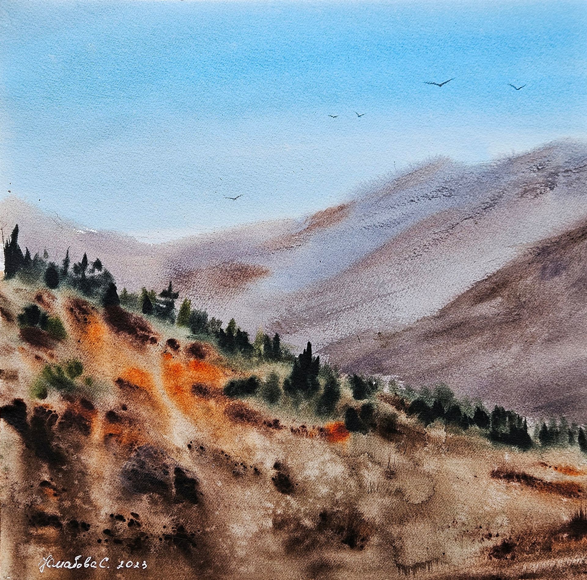Светлана Юматова (Авторская графика - 
                  30 x 30 см) Путешествие