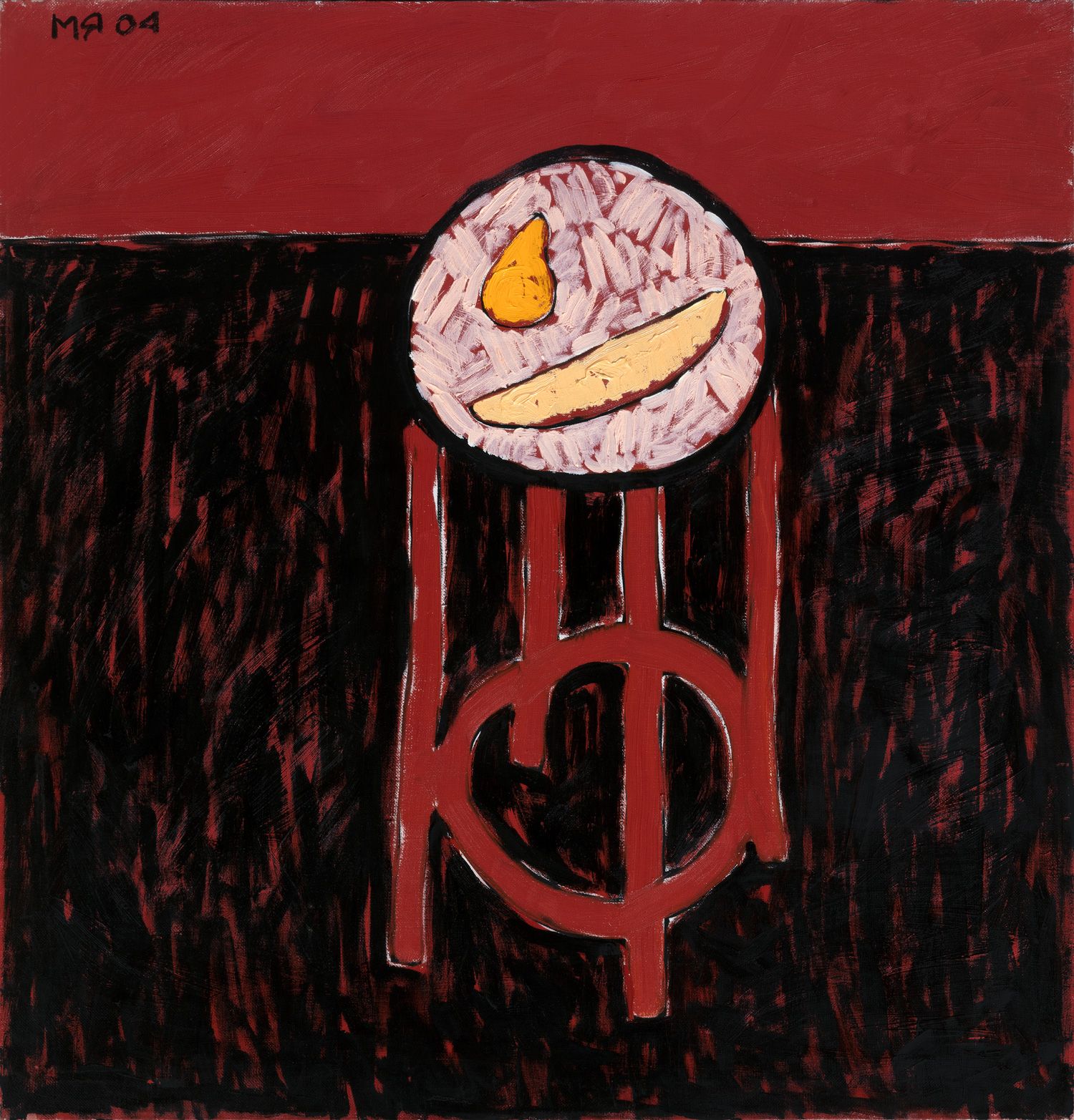 Марсель Ялалов (Картина, живопись - 
                  93 x 97 см) Красный натюрморт