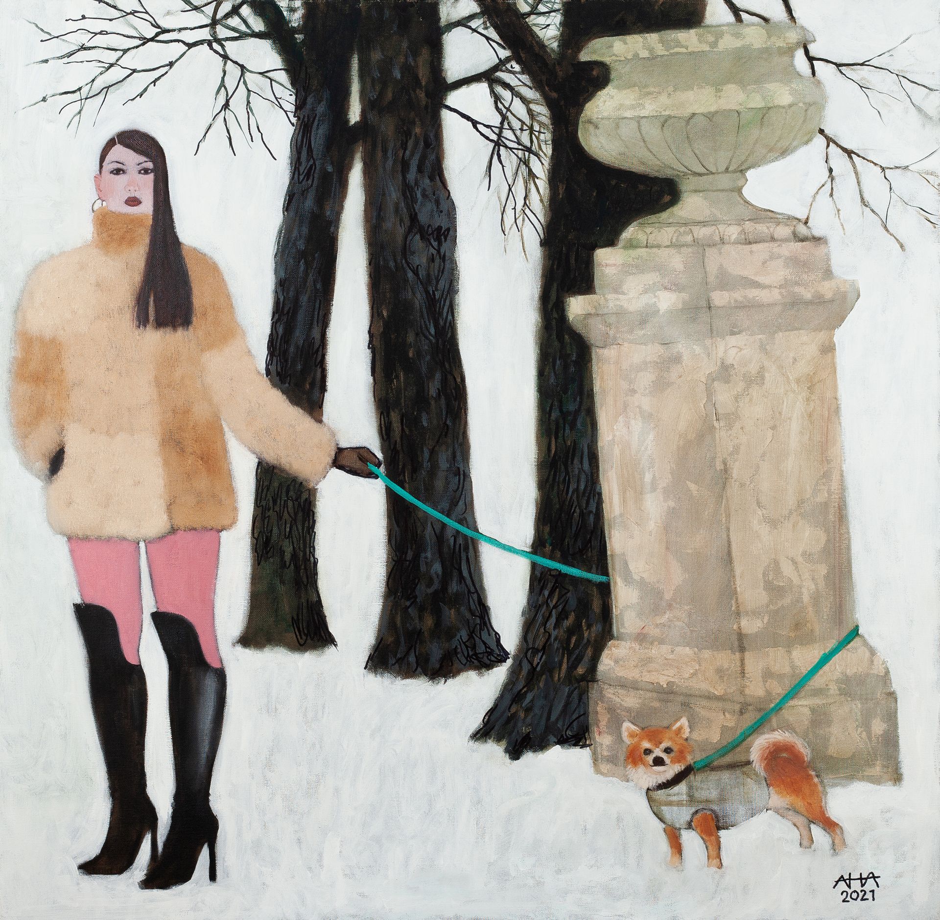 Андрей Аверьянов (Картина, живопись - 
                  80 x 80 см) Зима в парке