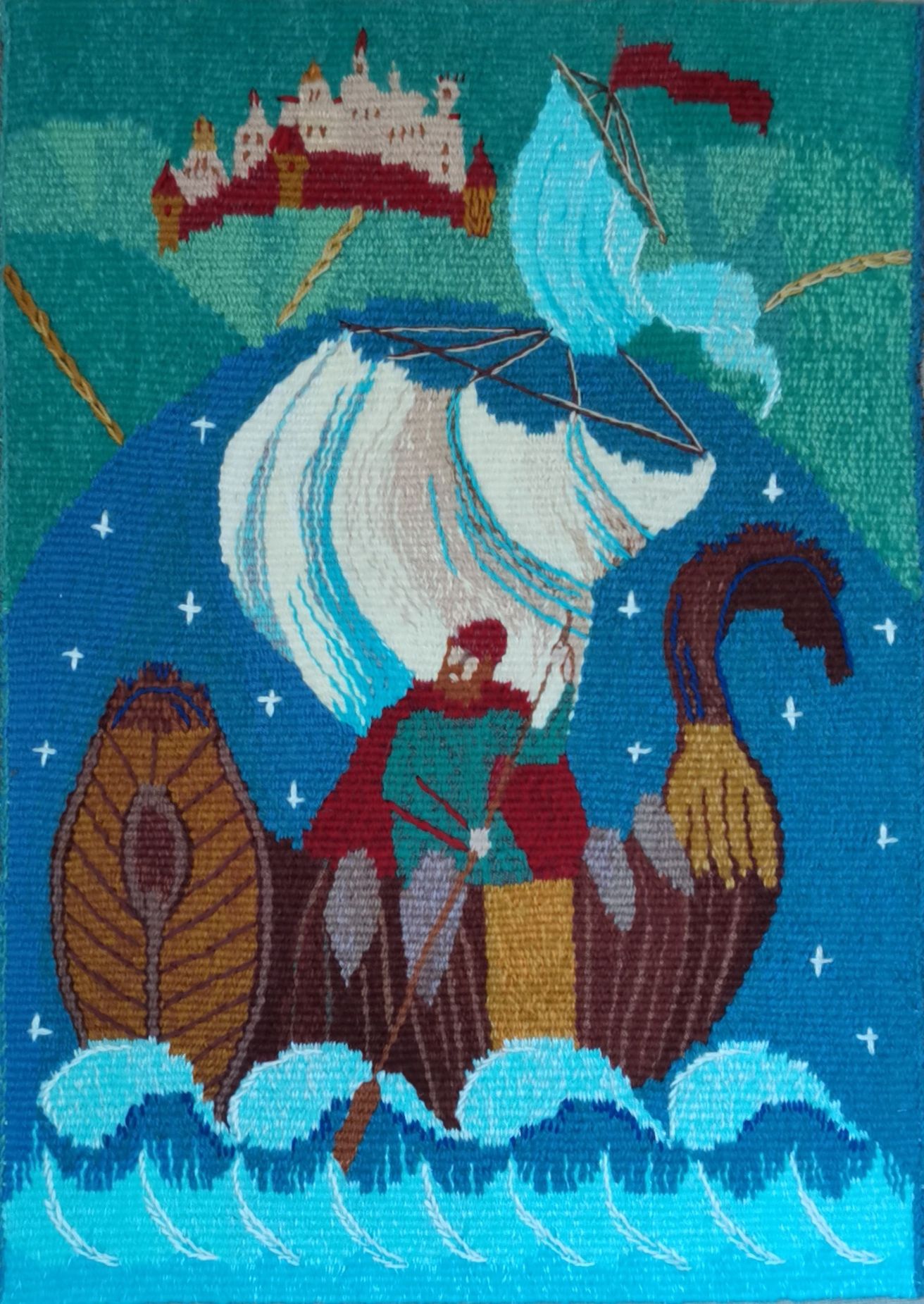 Регина Буглеева (Вышивка - 
                  40 x 60 см) Мимо острова Буяна, К царству славного Салтана