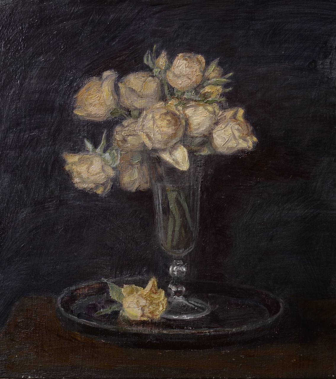 Ольга Менжилий (Картина, живопись - 
                  36 x 40 см) Жемчужные розы