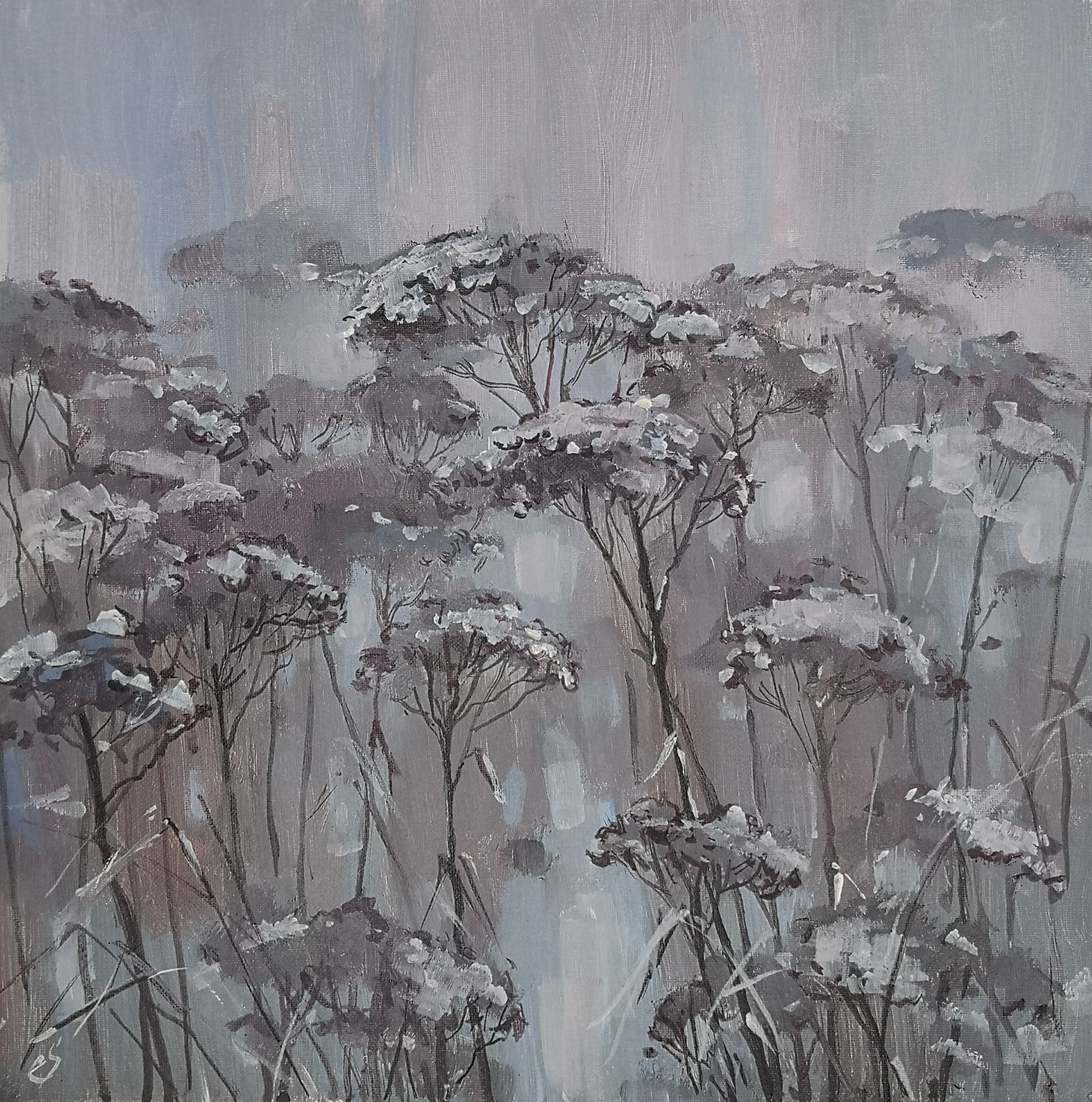 Елена Санина (Авторская графика - 
                  40 x 40 см) Тишина. Травы