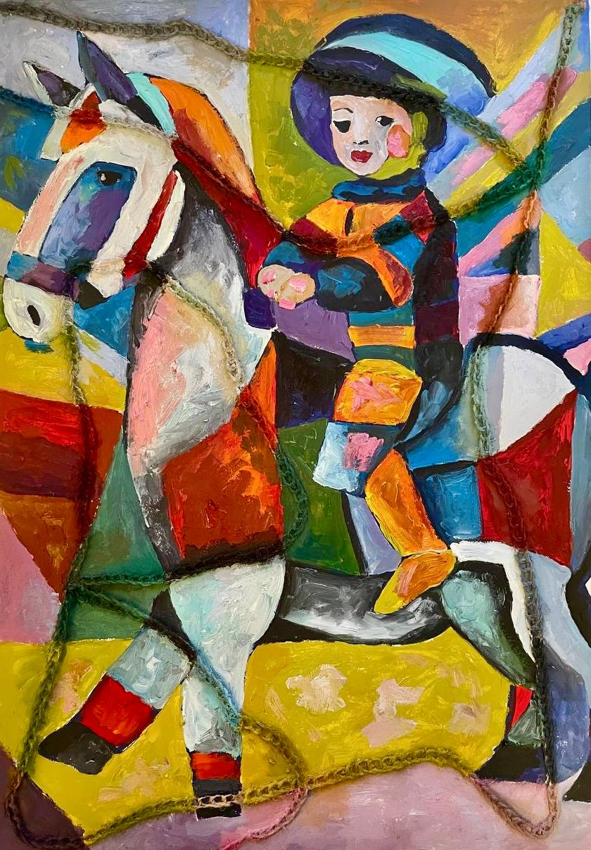 Татьяна Федоровская (Авторская графика - 
                  42 x 59 см) НА МАЛЕНЬКОМ КОНЕ