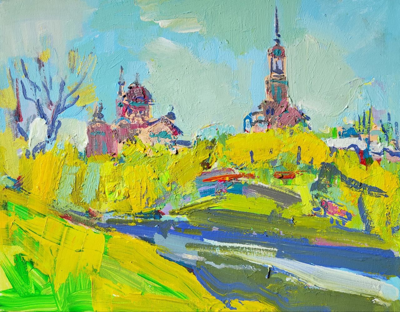 Олеся Лишаева (Картина, живопись - 
                  50 x 40 см) Борисоглебский монастырь в Торжке