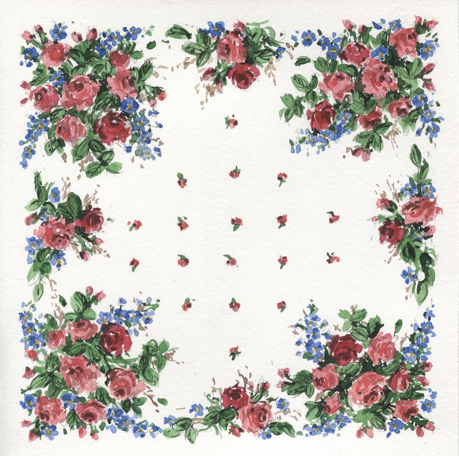 Ирина Петровская (Авторская графика - 
                  30 x 30 см) Платок #3