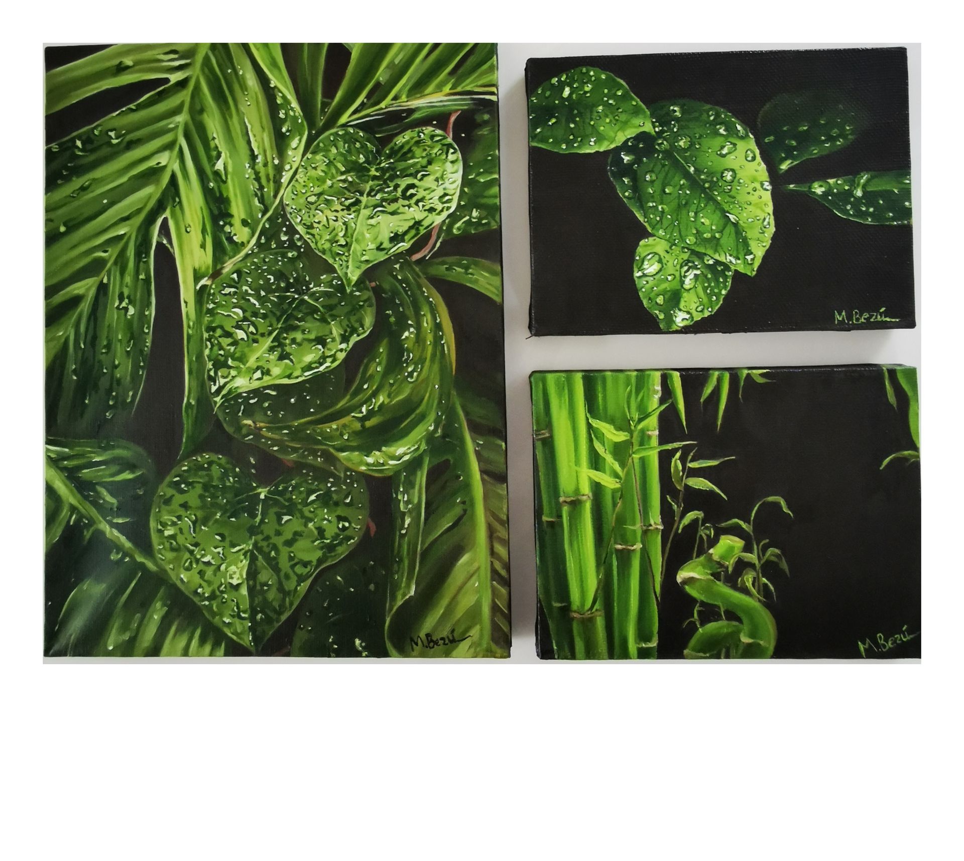 Мила Bezú (Картина, живопись - 
                  54 x 40 см) Коллаж "Jungle in the rain"