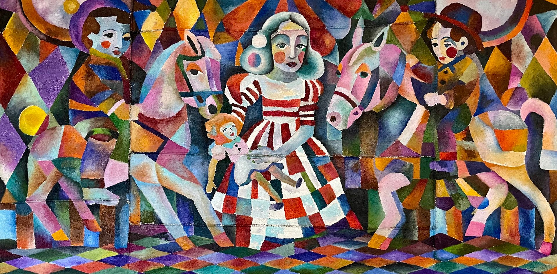 Таня Федоровская (Картина, живопись - 
                  200 x 100 см) РОЗОВЫЕ СКАЧКИ