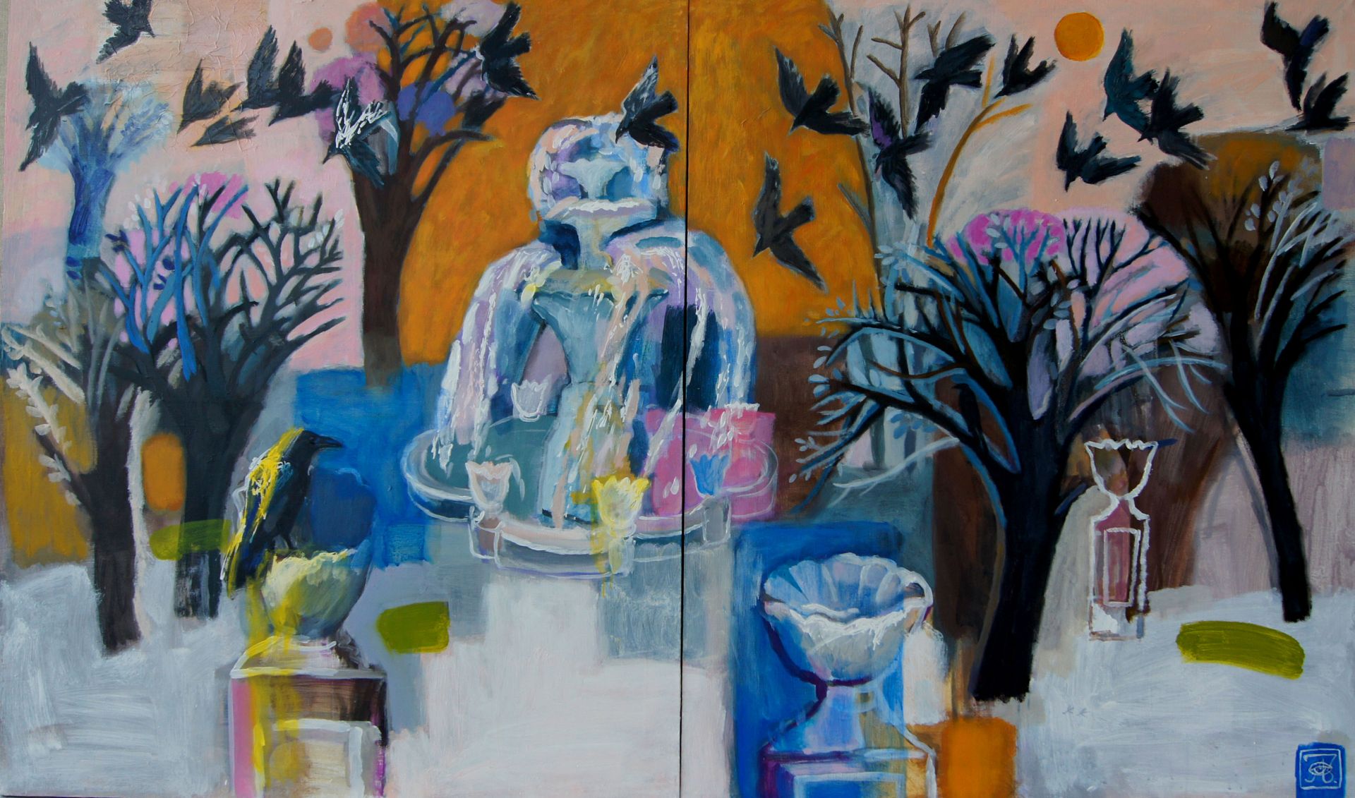 Зарина Абисалова (Картина, живопись - 
                  200 x 120 см) Фонтан