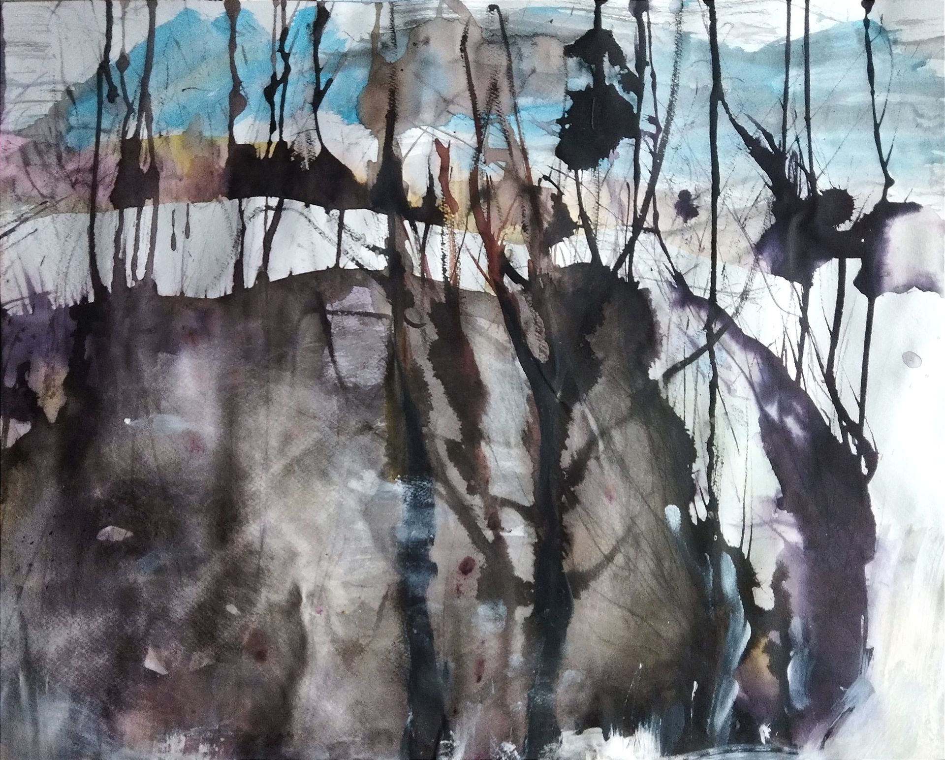 Людмила Кылыч (Авторская графика - 
                  52 x 42 см) Каток посреди леса...