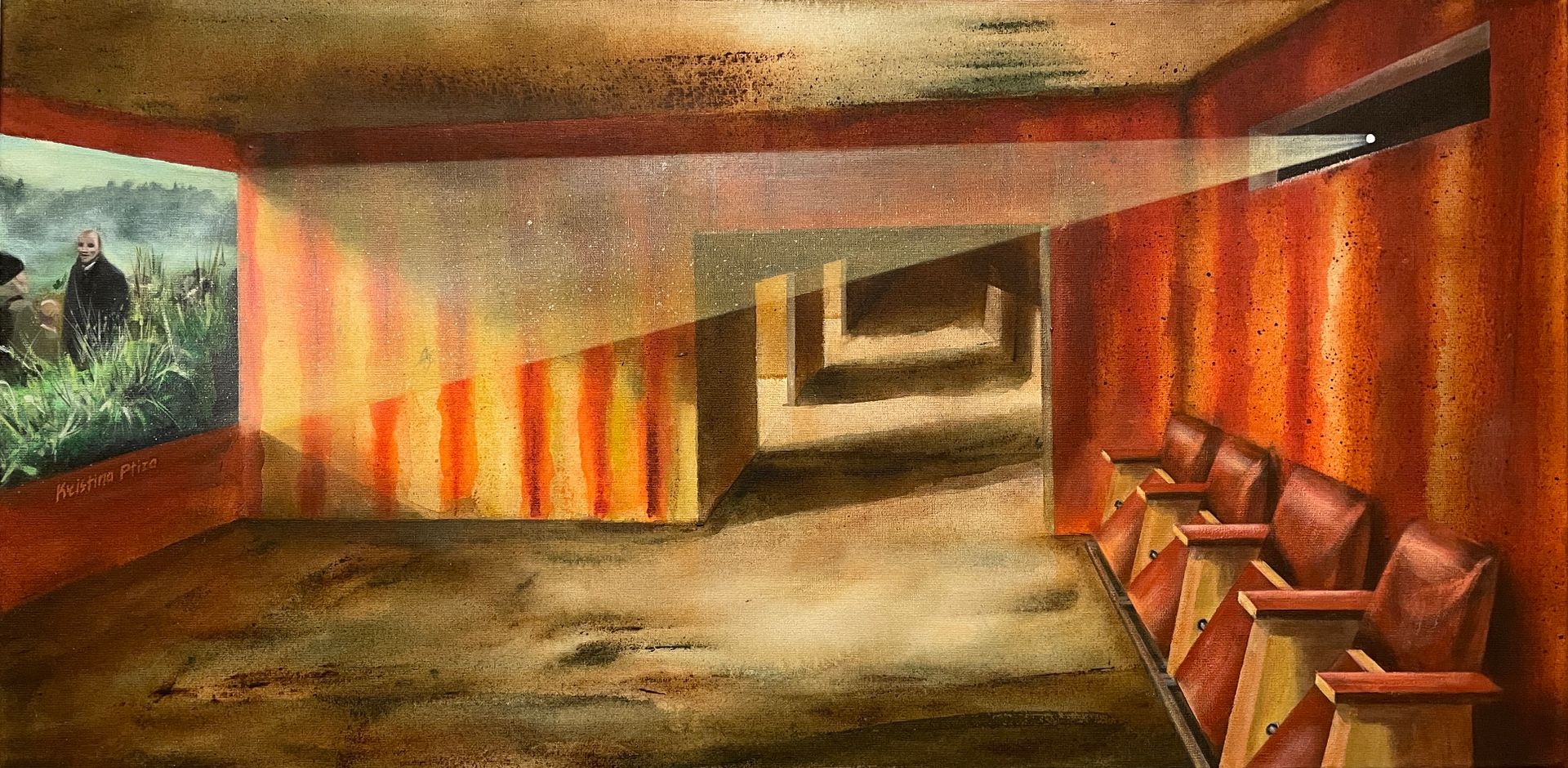 Kristina Ptiza (Картина, живопись - 
                  60 x 30 см) Коробка. Красный зал