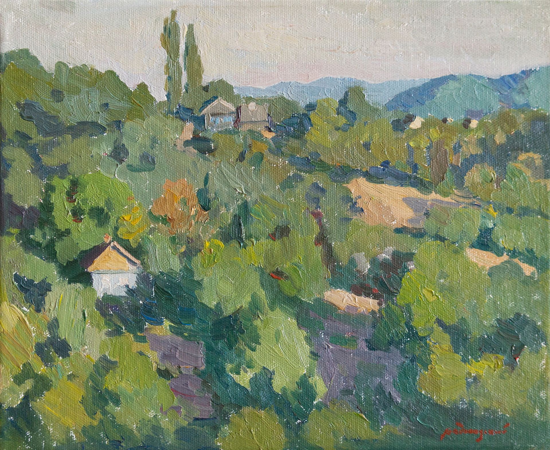 Николай Водолазский (Картина, живопись - 
                  30 x 24 см) Горный посёлок