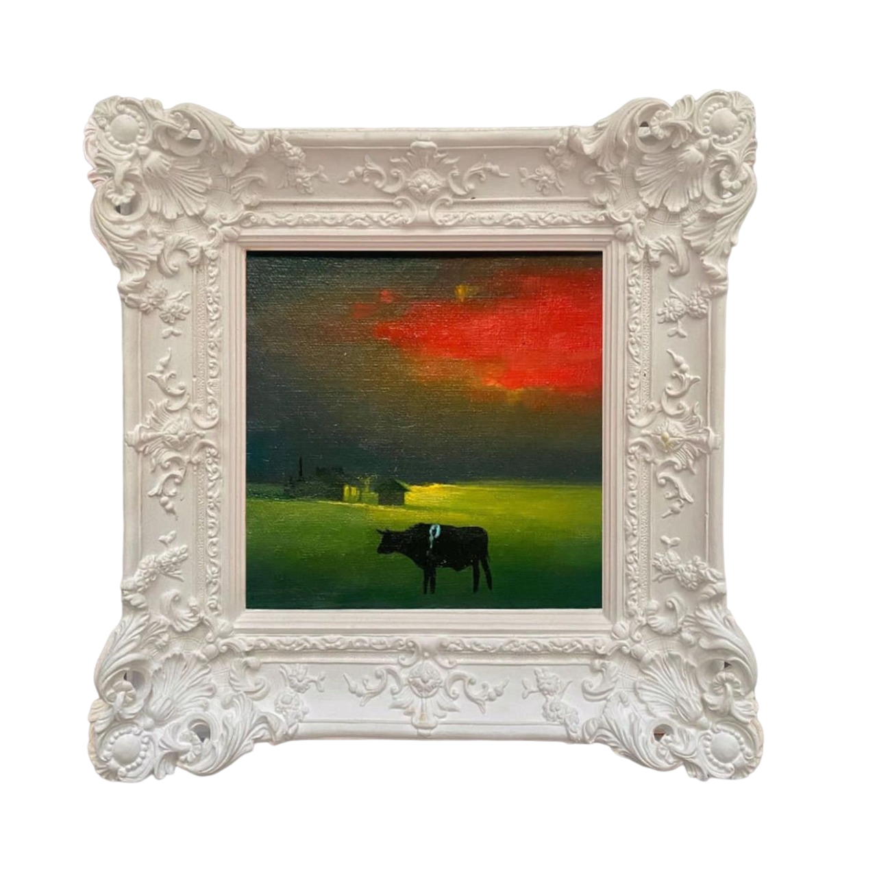 Елена Троянская (Картина, живопись - 
                  28 x 28 см) Cow and red cloud